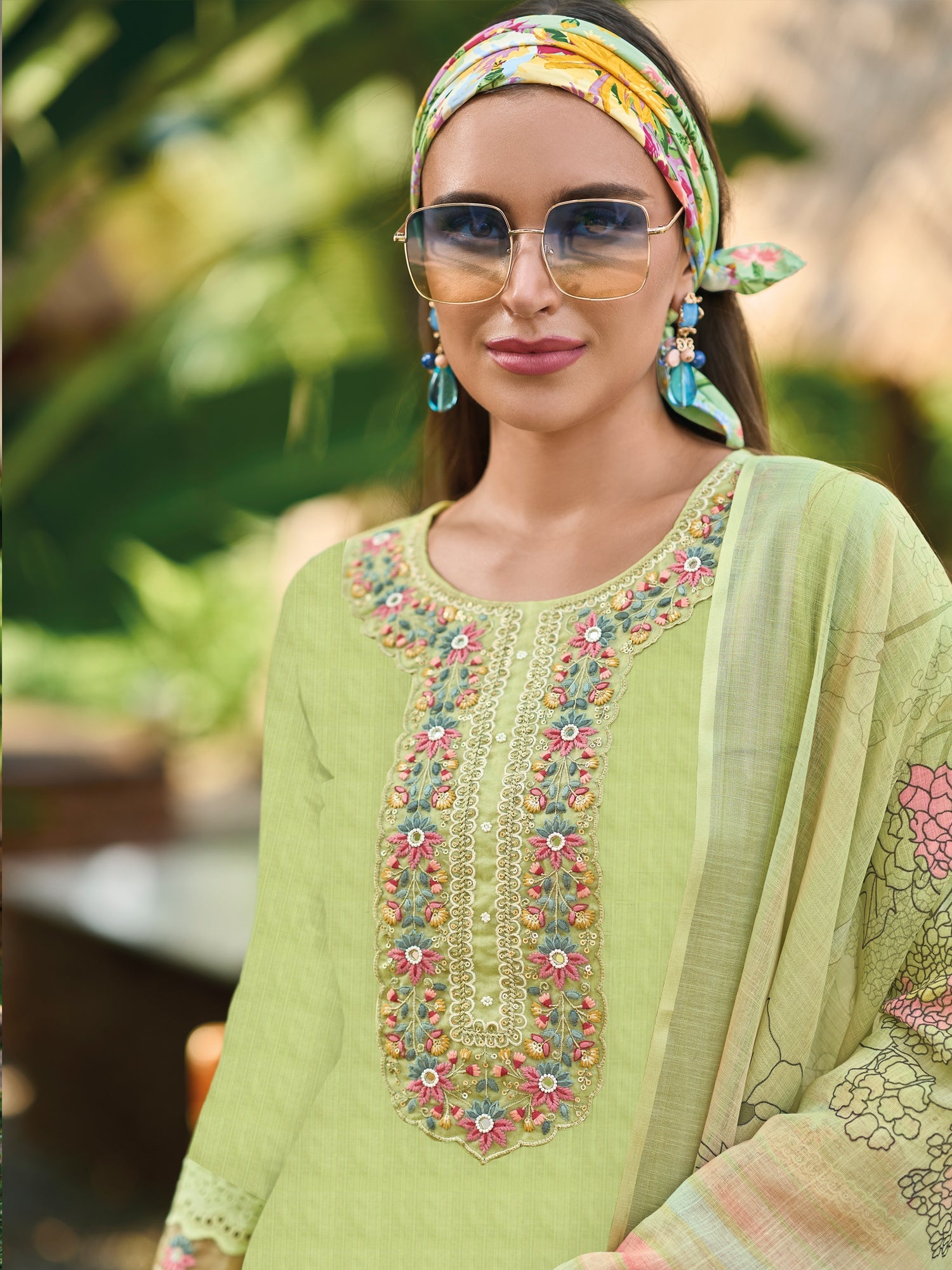 Women's Green Pure Cotton Kurta Set - Taantav