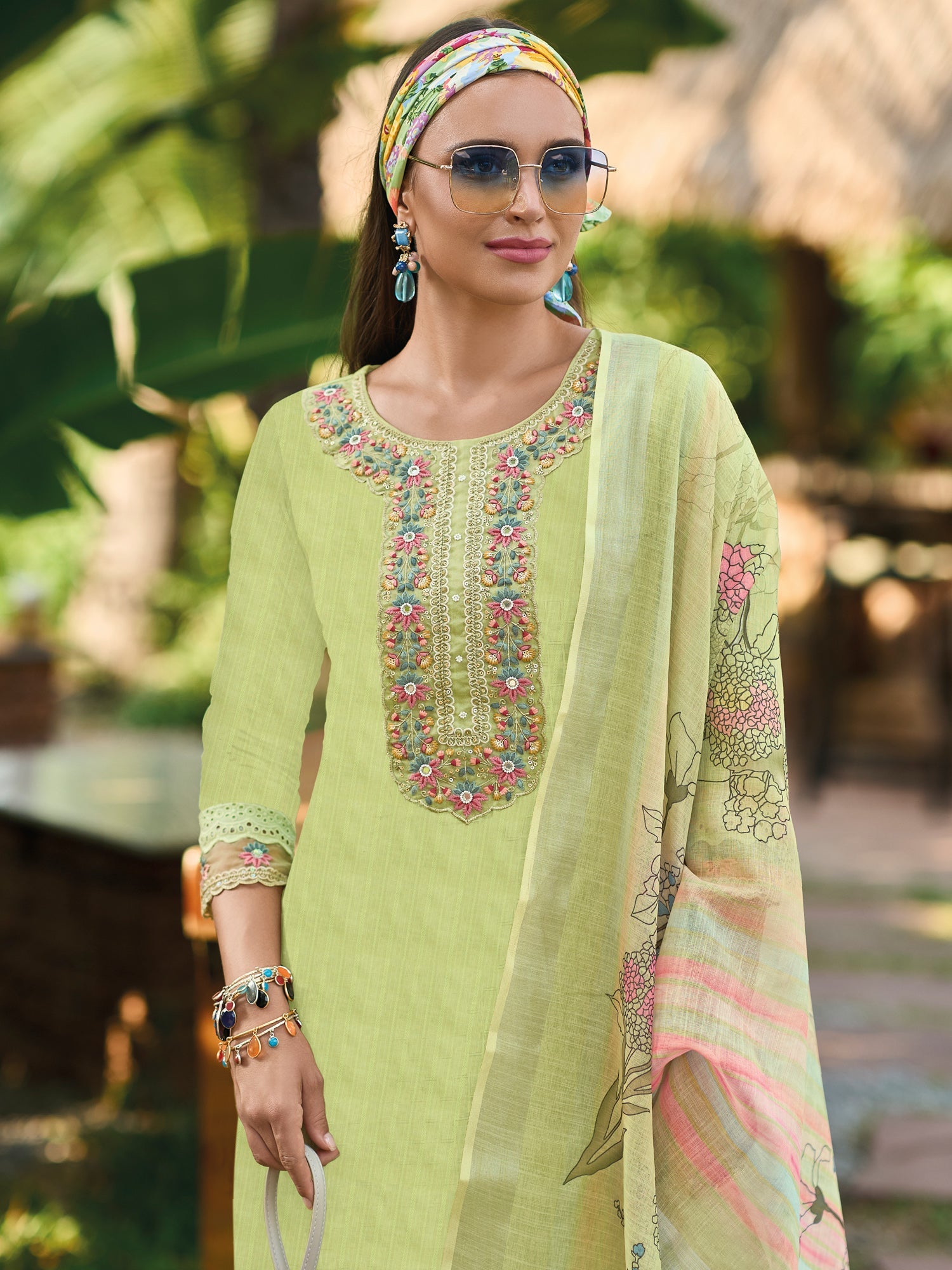 Women's Green Pure Cotton Kurta Set - Taantav