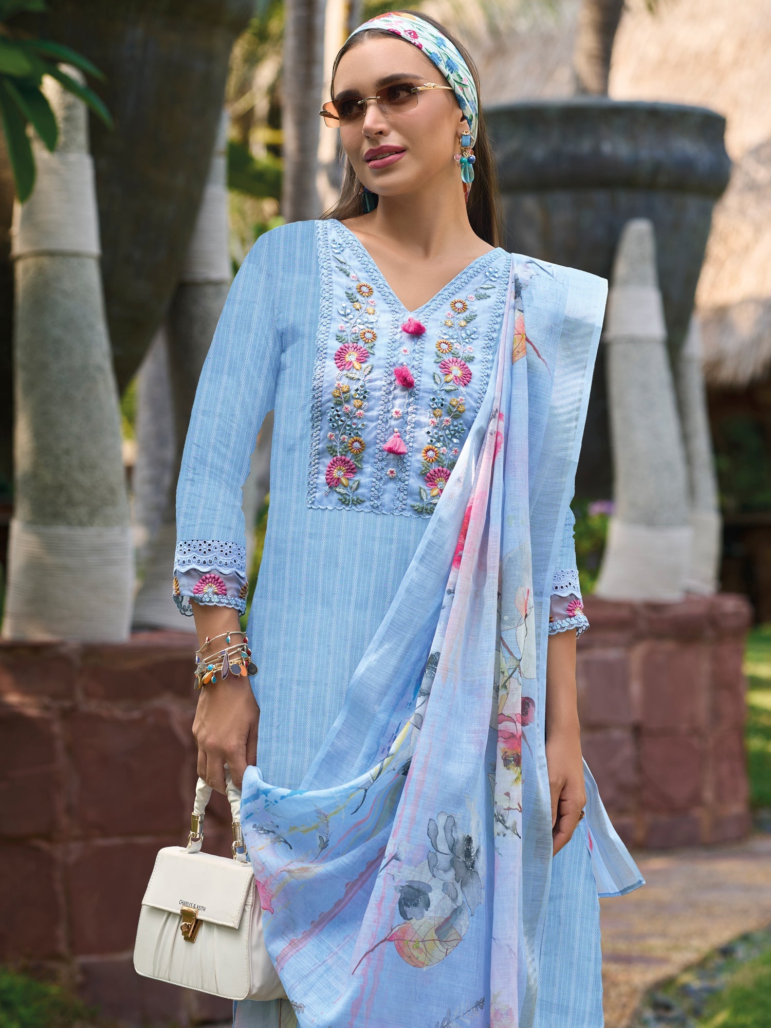 Women's Turquoise Blue Pure Cotton Kurta Set - Taantav