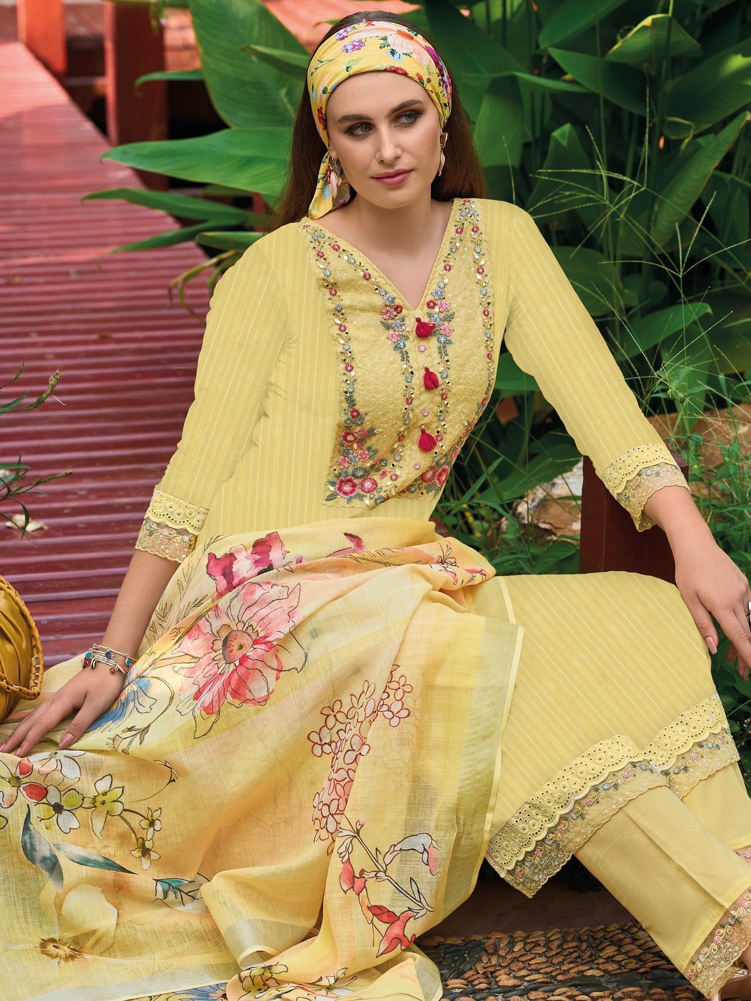 Women's Yellow Pure Cotton Kurta Set - Taantav