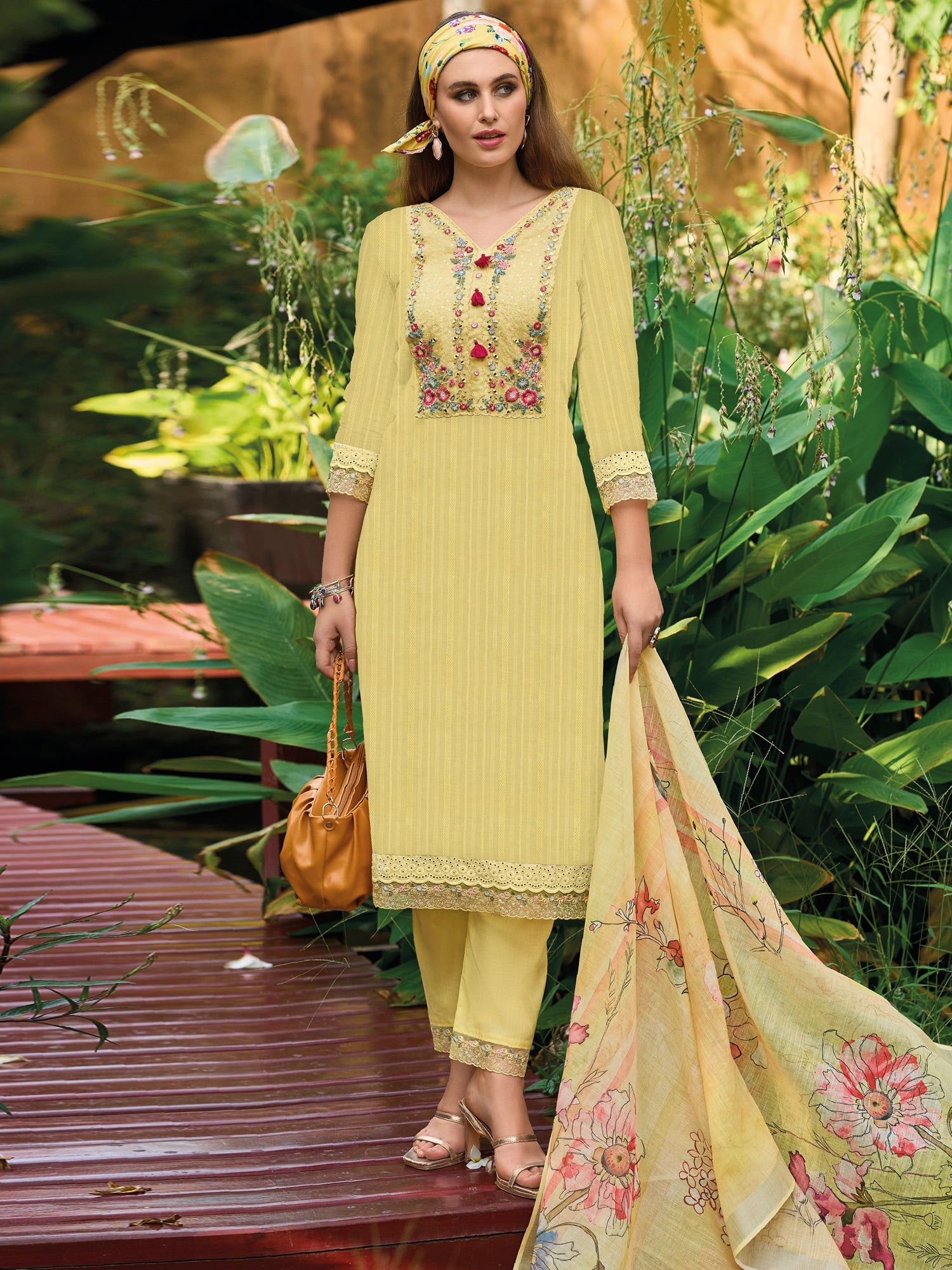 Women's Yellow Pure Cotton Kurta Set - Taantav