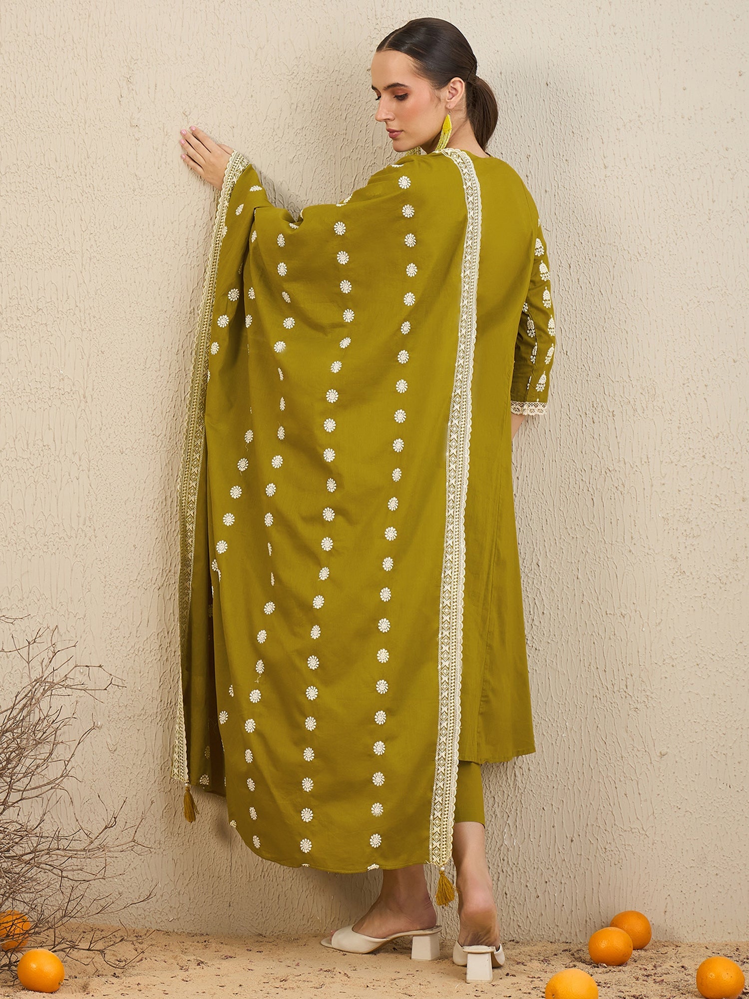 Women's Green Pure Cotton Kurta Set - Taantav