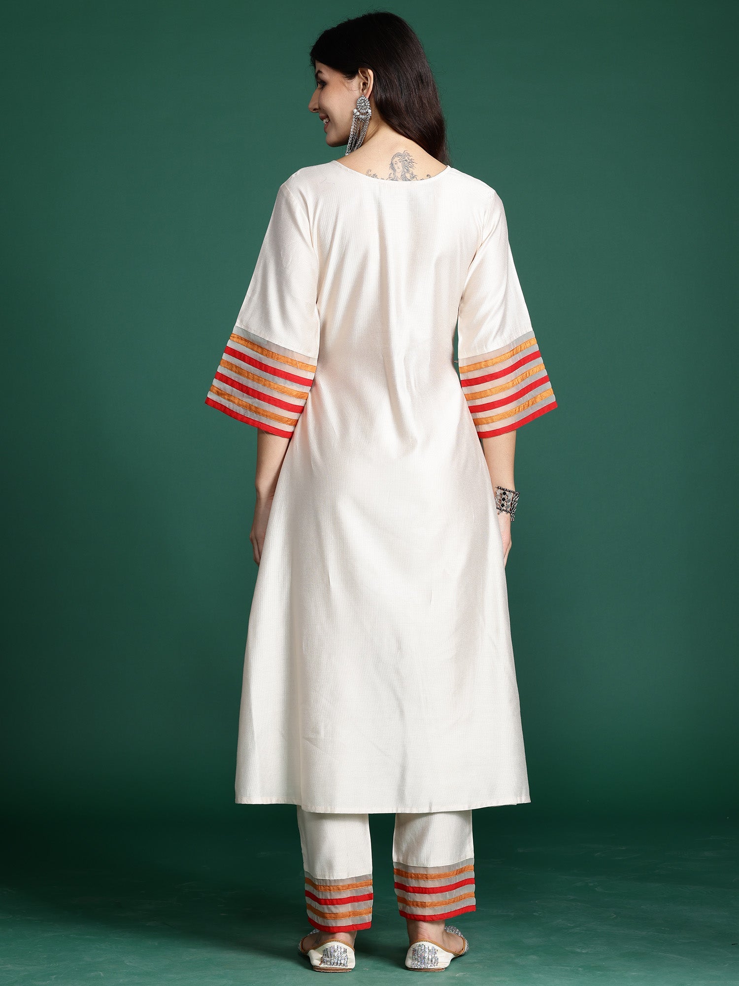 Women's Off White Liva Kurta Set - Taantav