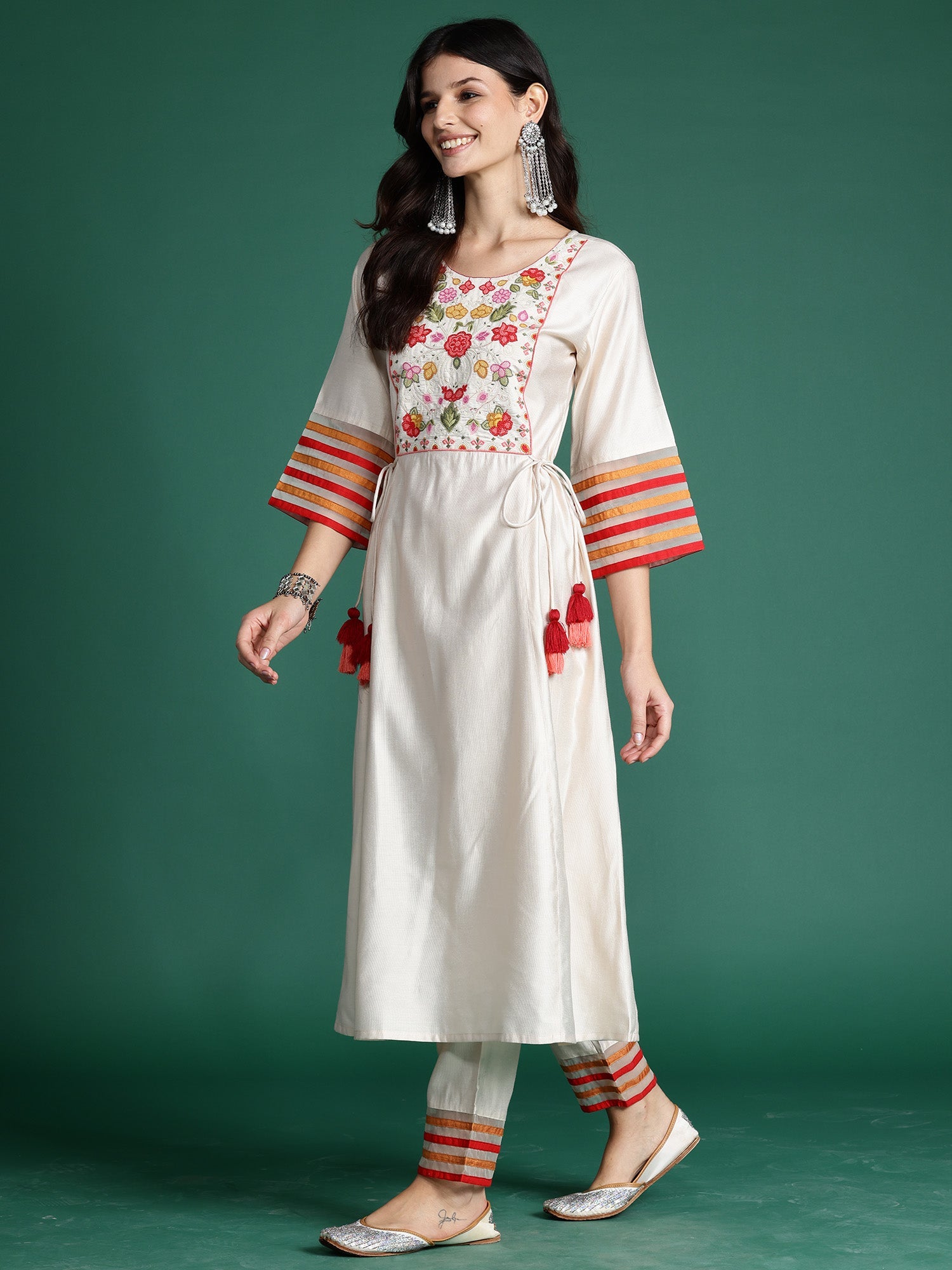 Women's Off White Liva Kurta Set - Taantav