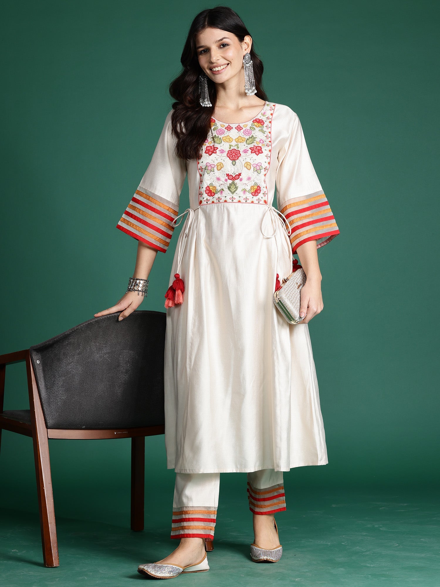 Women's Off White Liva Kurta Set - Taantav