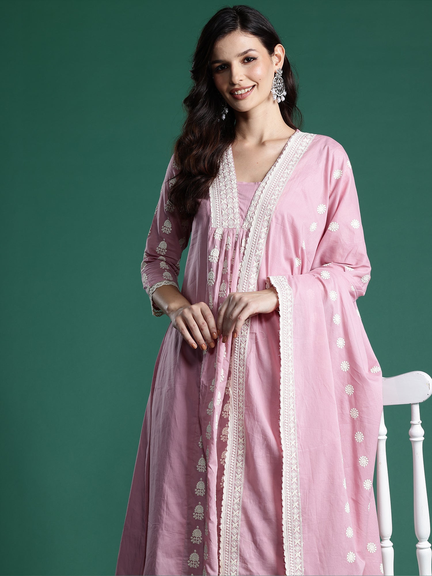 Women's Pink Pure Cotton Kurta Set - Taantav