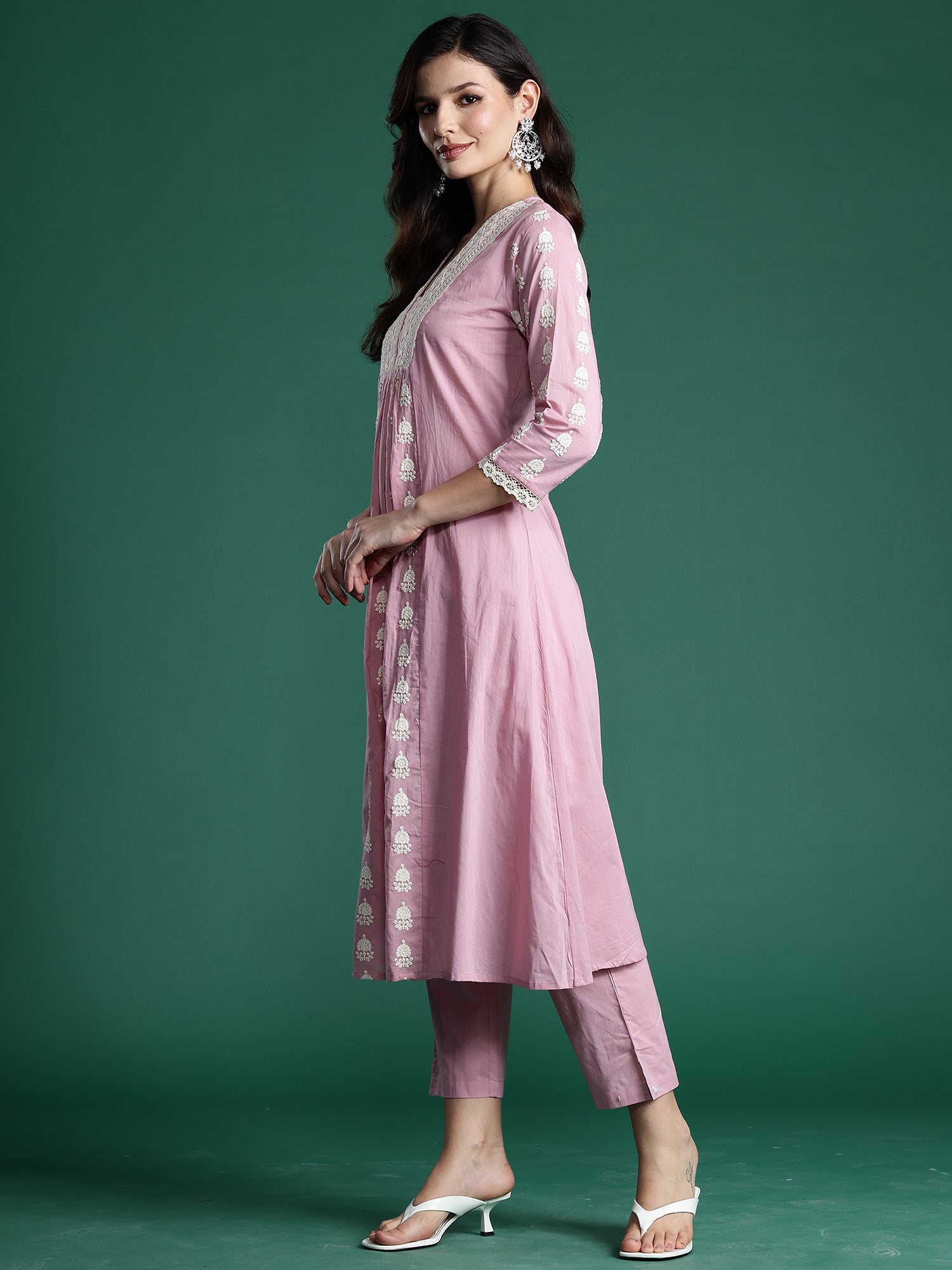 Women's Pink Pure Cotton Kurta Set - Taantav