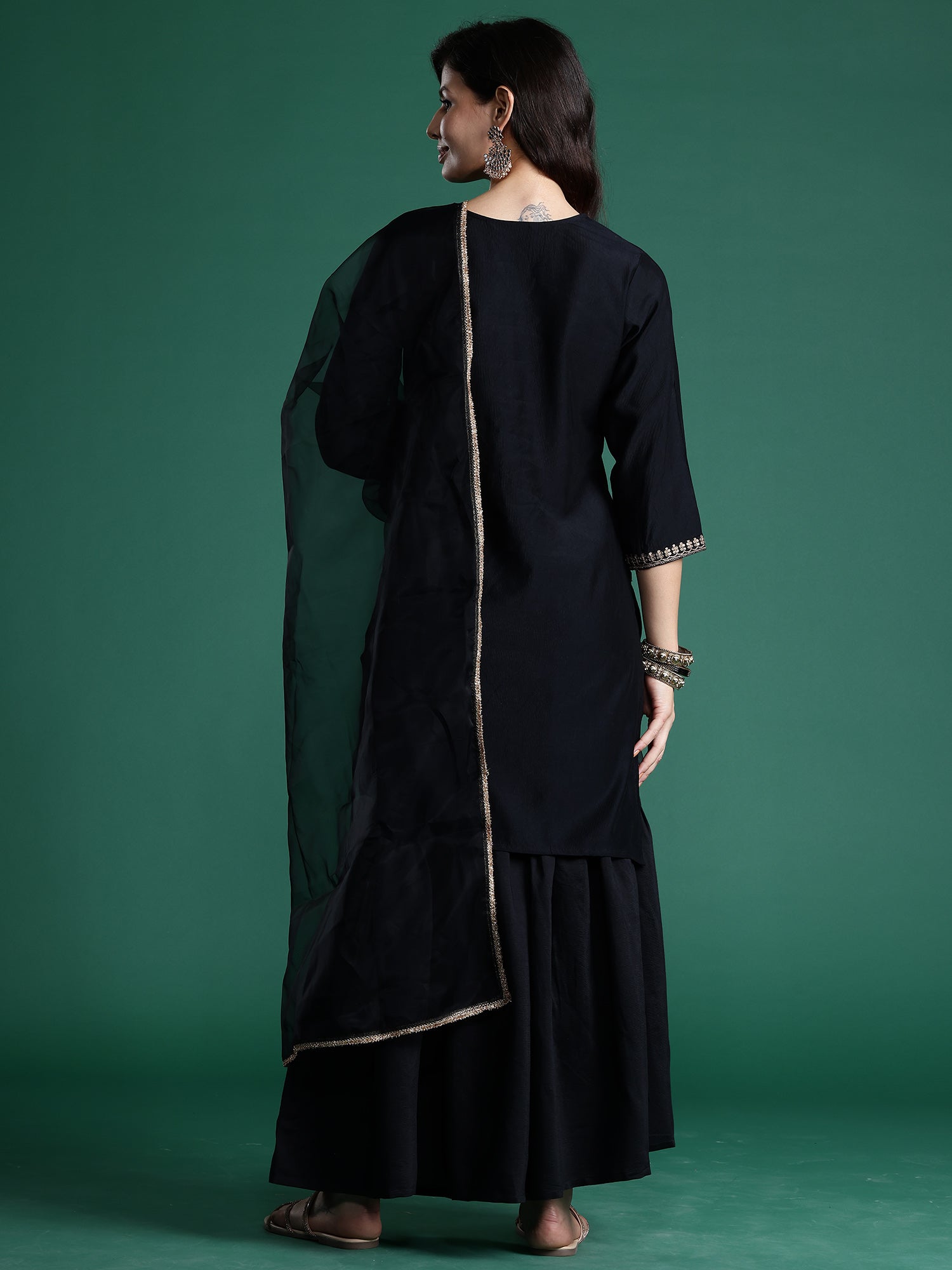 Women's Black Liva Kurta Set - Taantav