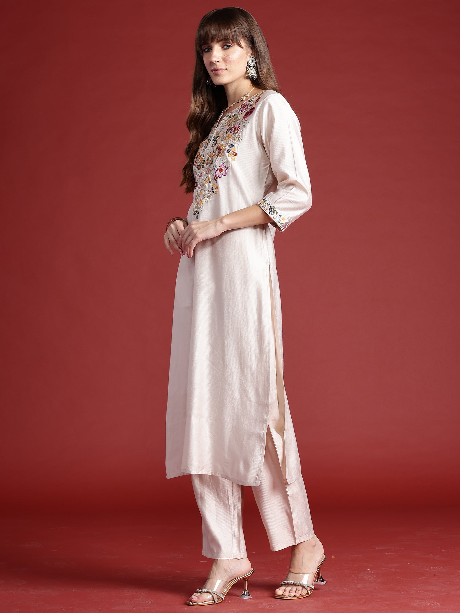 Women's Off White Liva Kurta Set - Taantav