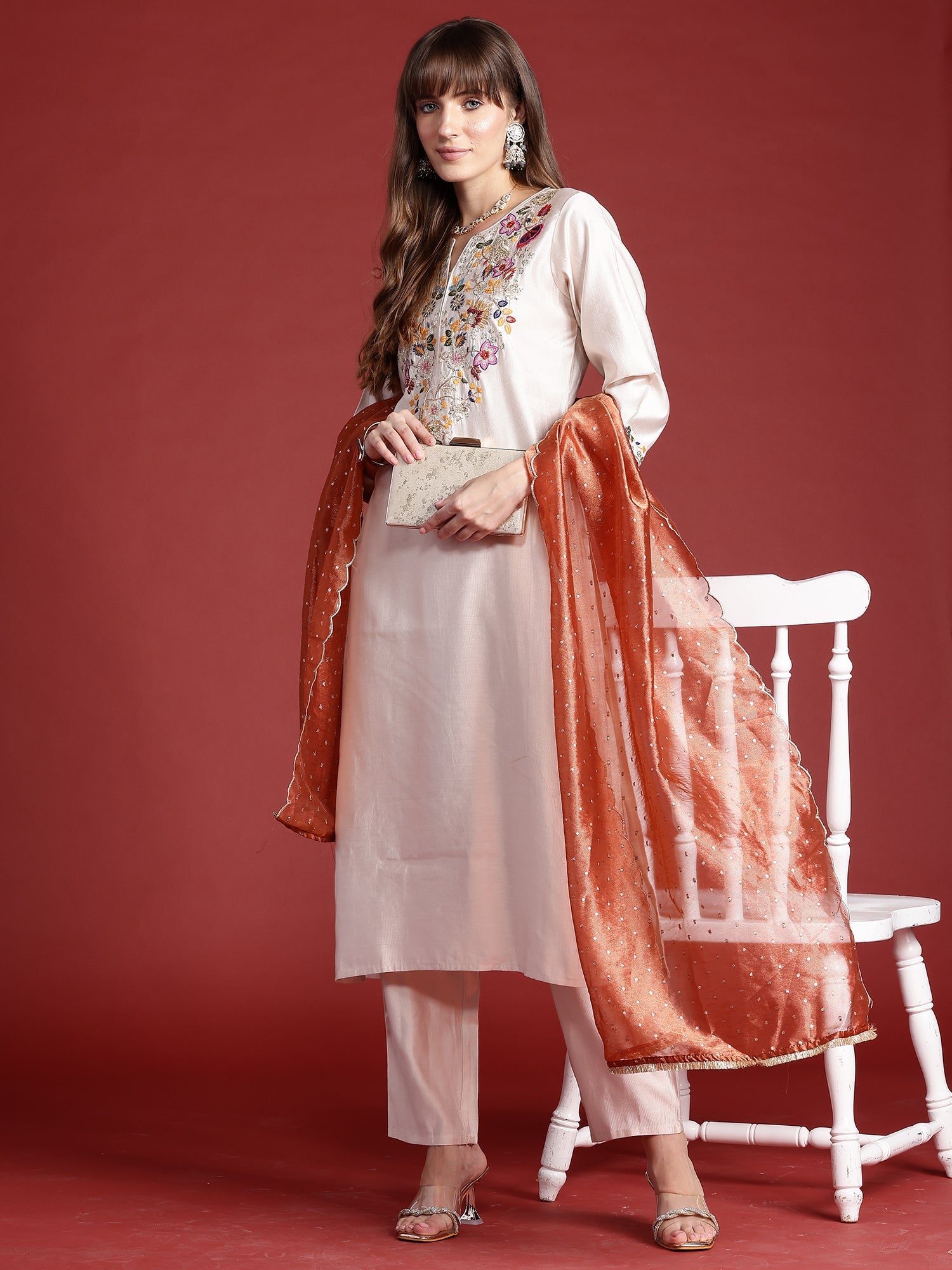 Women's Off White Liva Kurta Set - Taantav