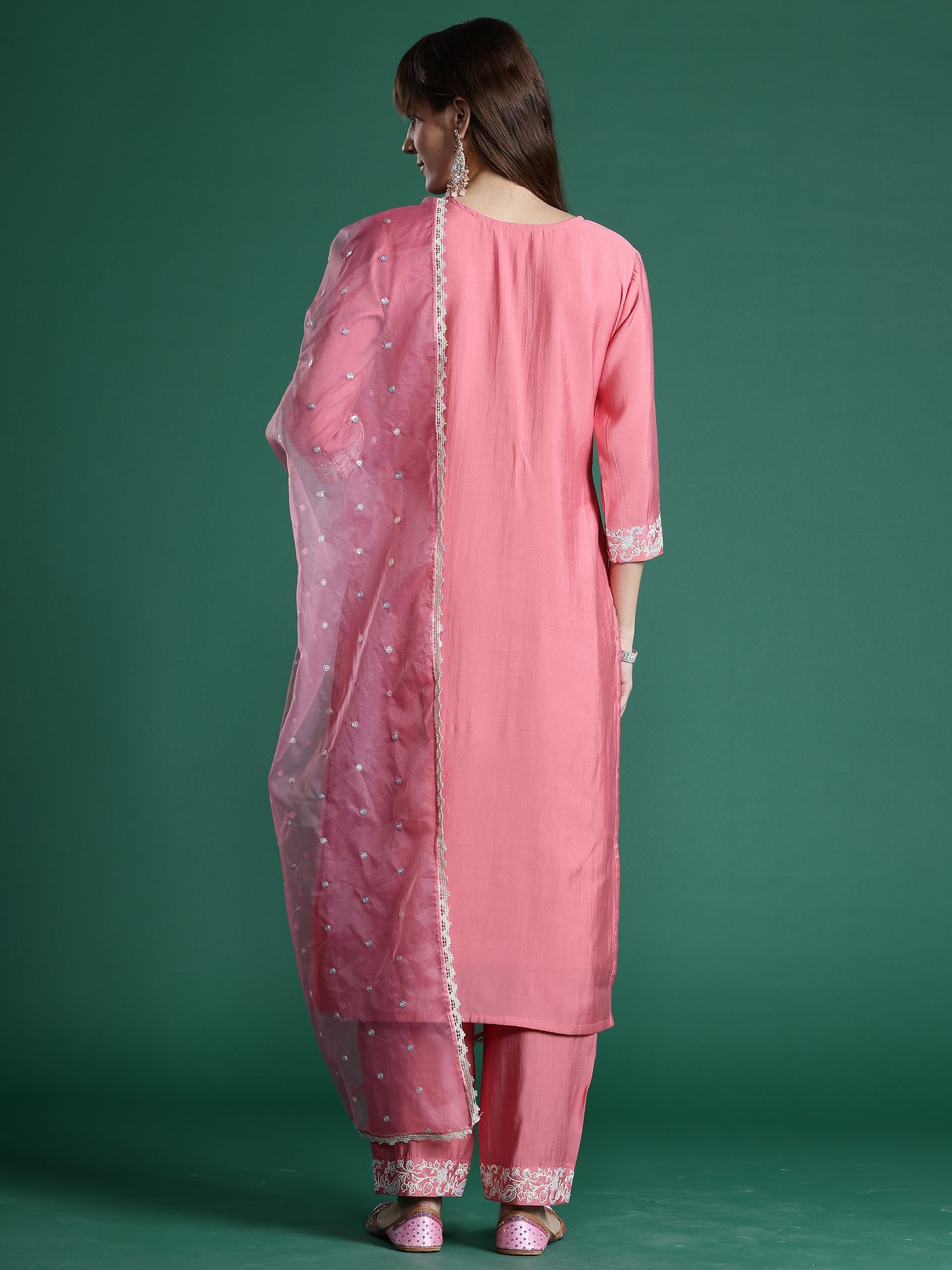 Women's Pink Liva Kurta Set - Taantav