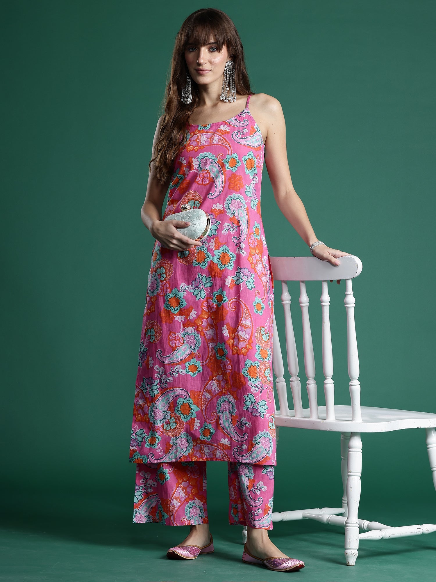 Women's Pink Pure Cotton Kurta Set - Taantav