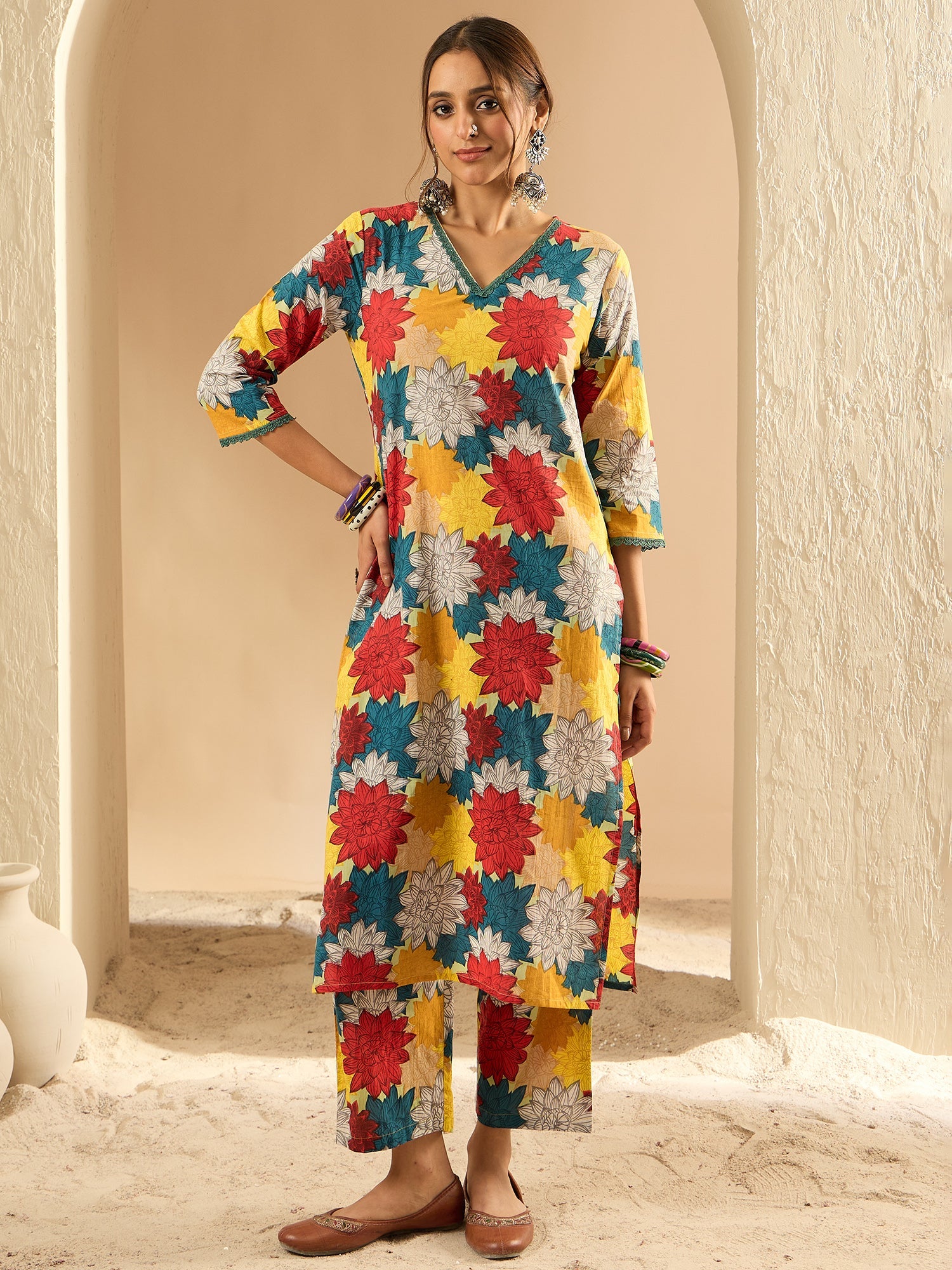 Women's Multi Pure Cotton Kurta Set - Taantav