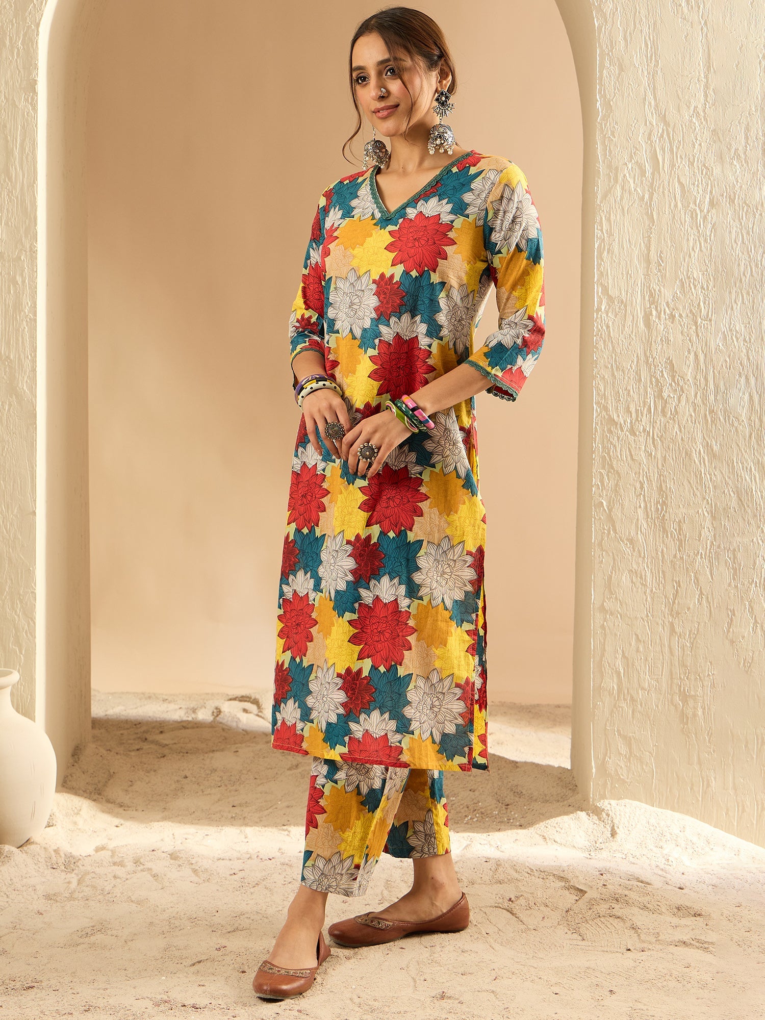 Women's Multi Pure Cotton Kurta Set - Taantav