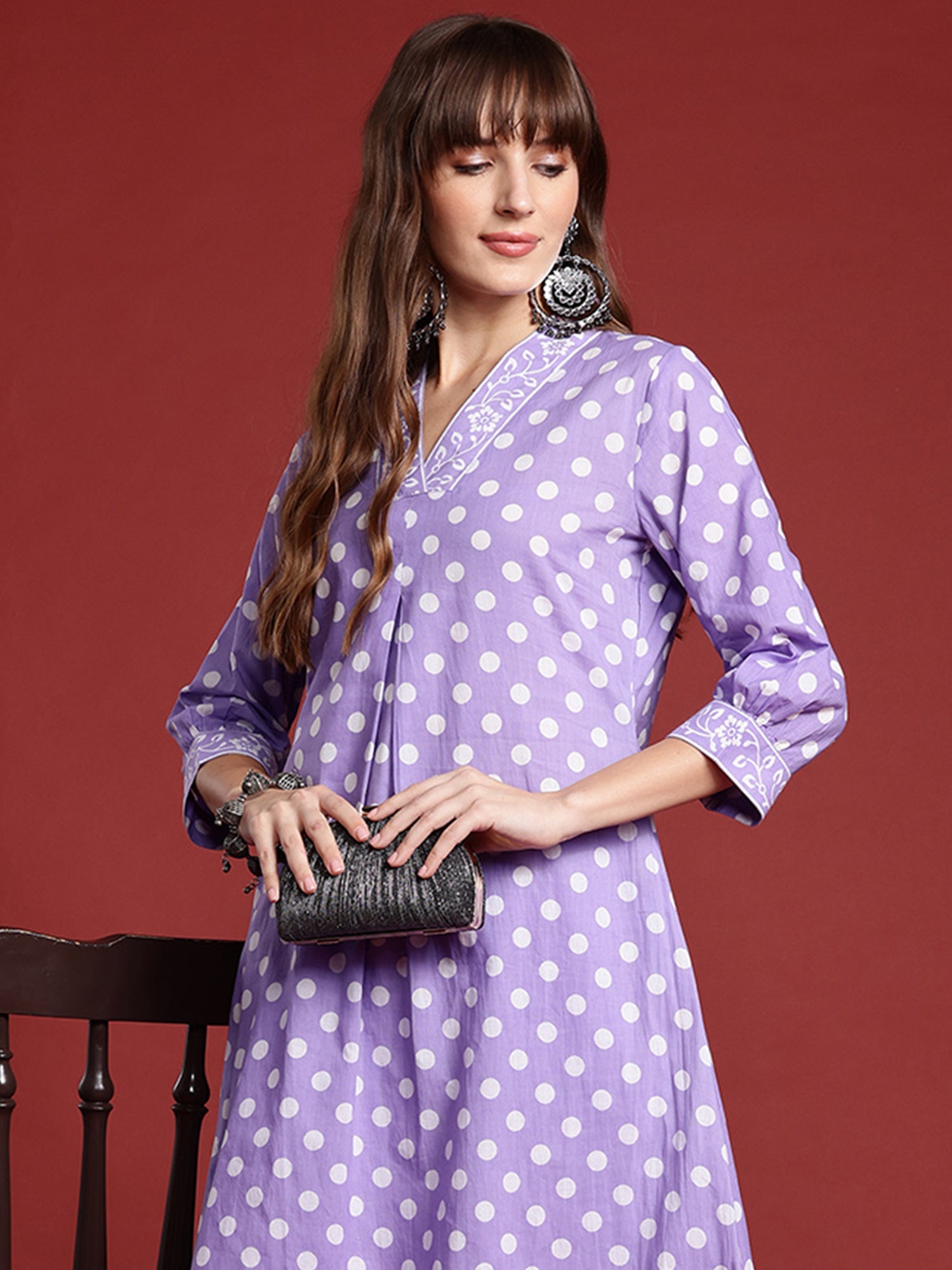 Women's Lavender Pure Cotton Kurta Set - Taantav