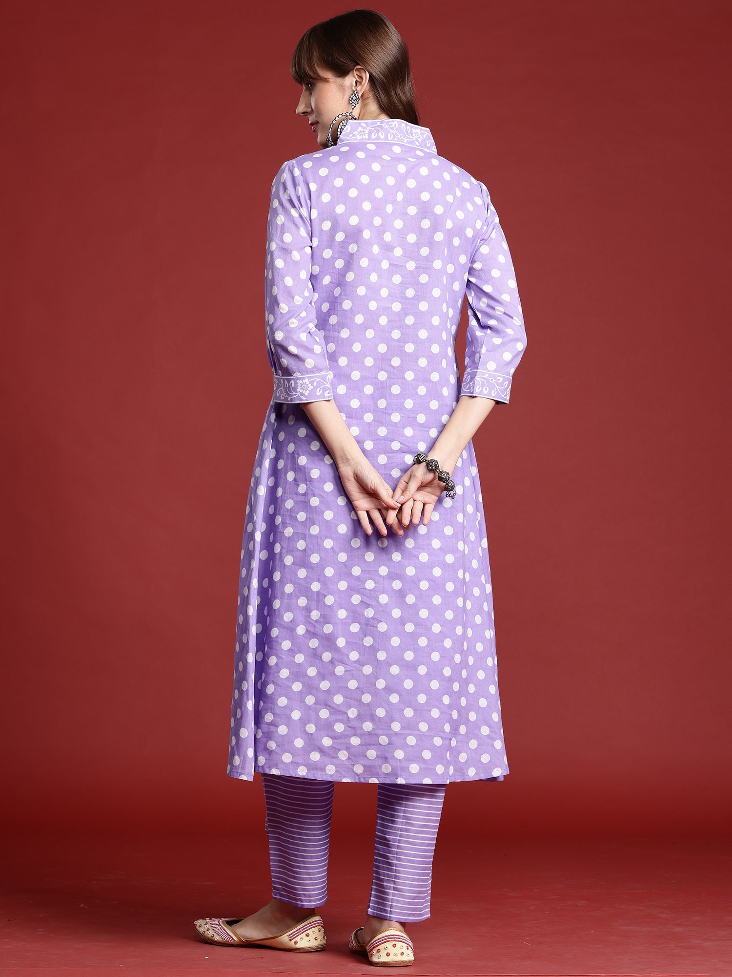 Women's Lavender Pure Cotton Kurta Set - Taantav