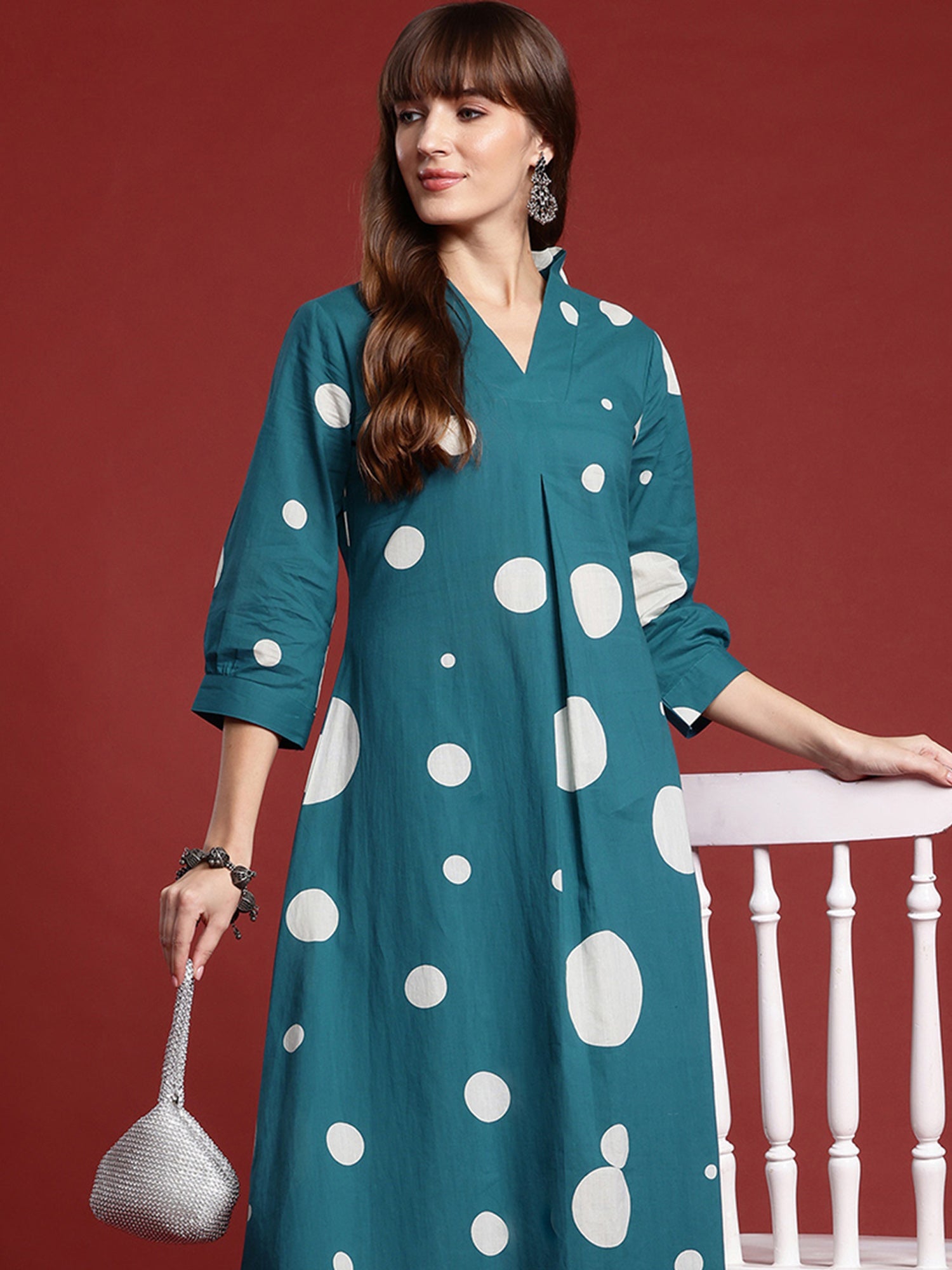 Women's Teal Pure Cotton Kurta Set - Taantav