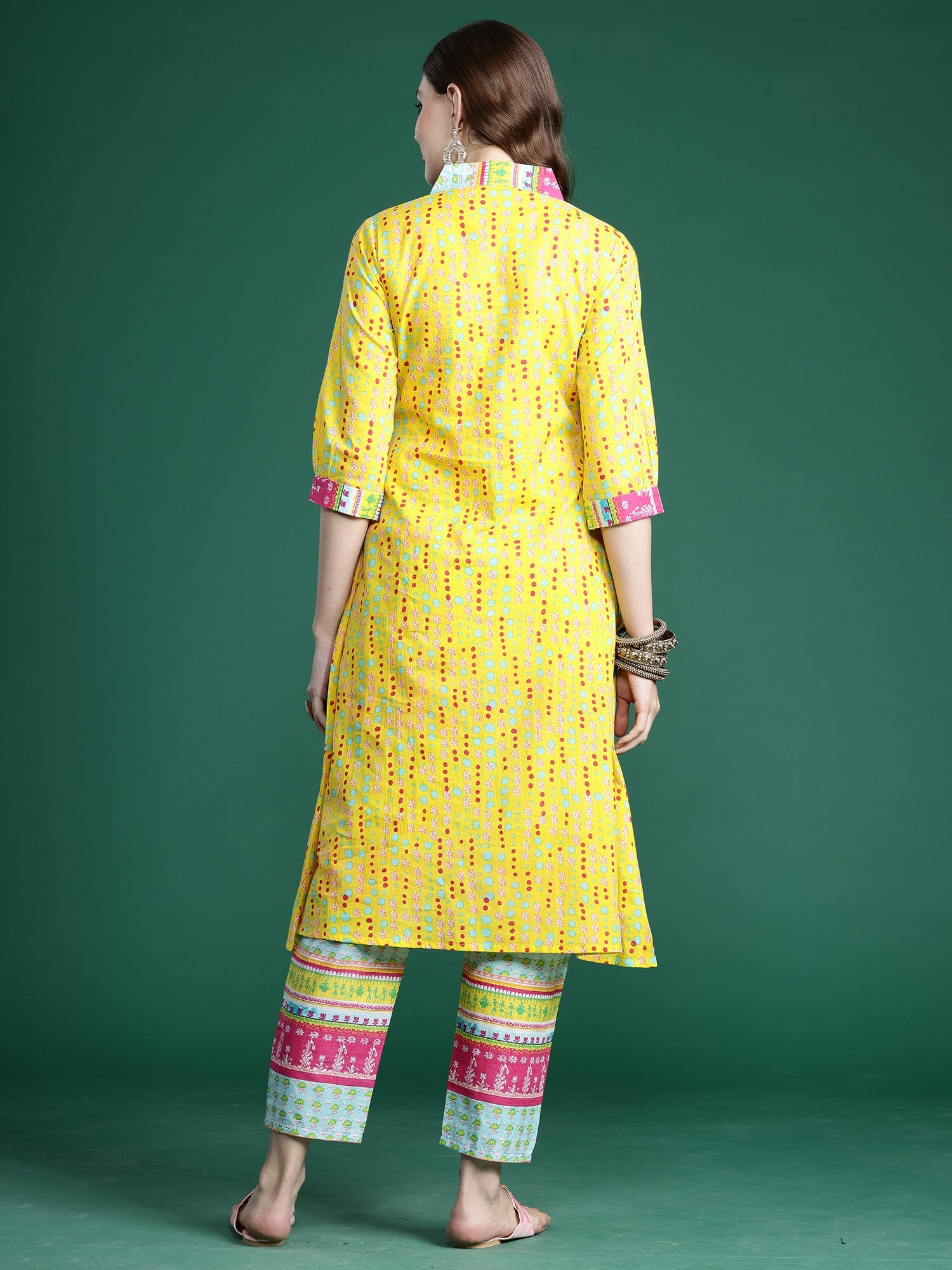 Women's Yellow Pure Cotton Kurta Set - Taantav