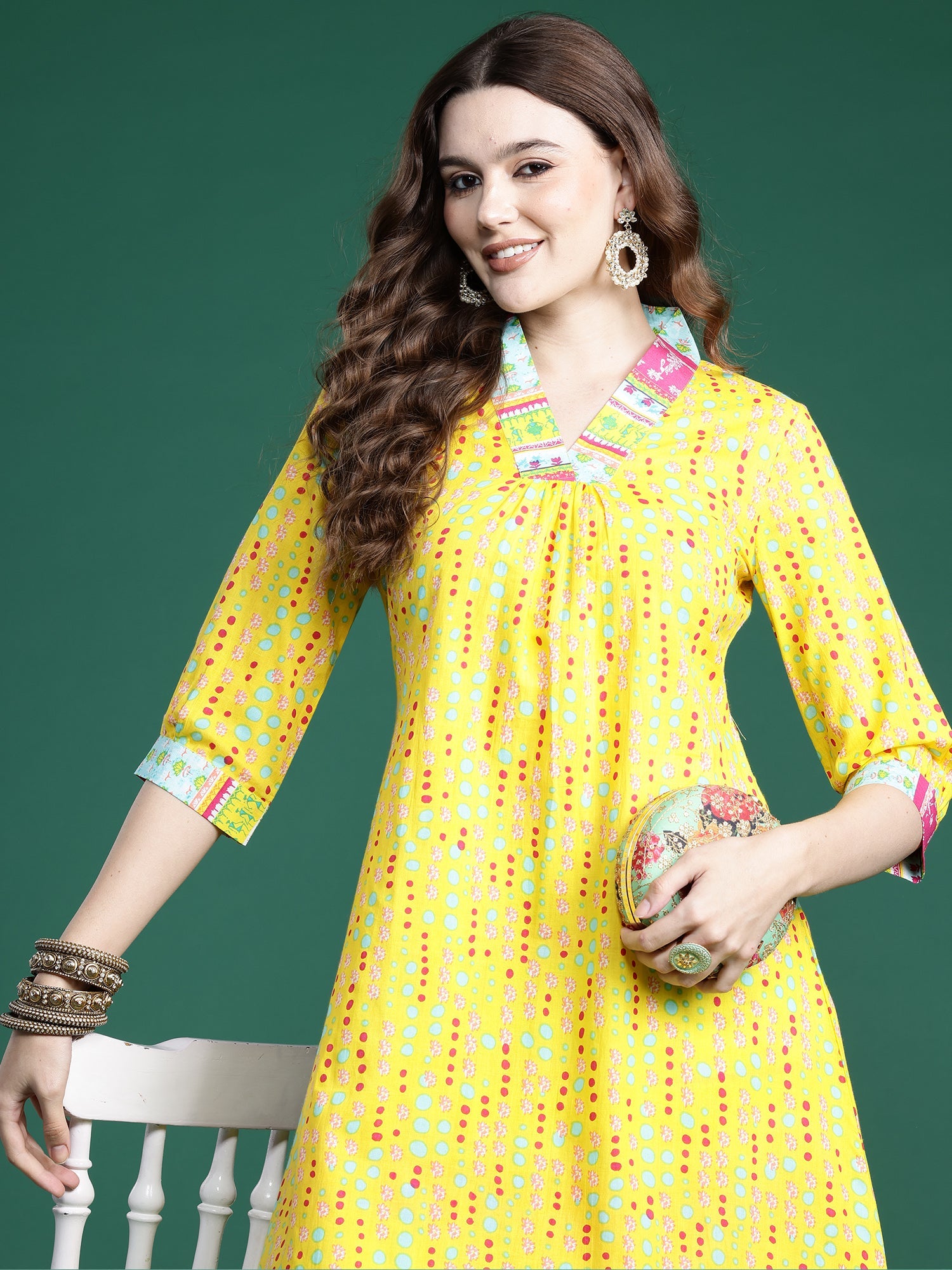 Women's Yellow Pure Cotton Kurta Set - Taantav