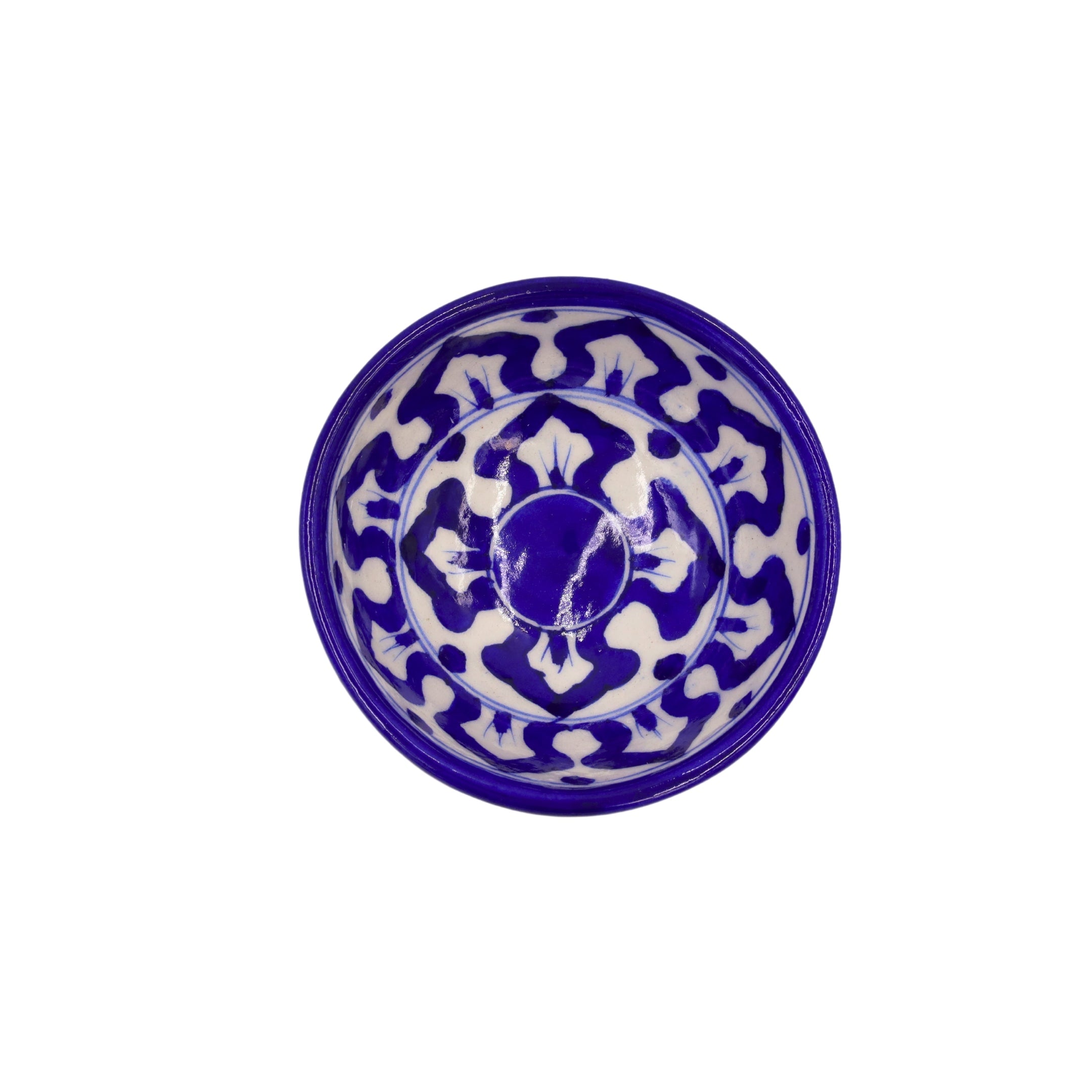 Blue Pottery Round Bowl - Blue - Natriel