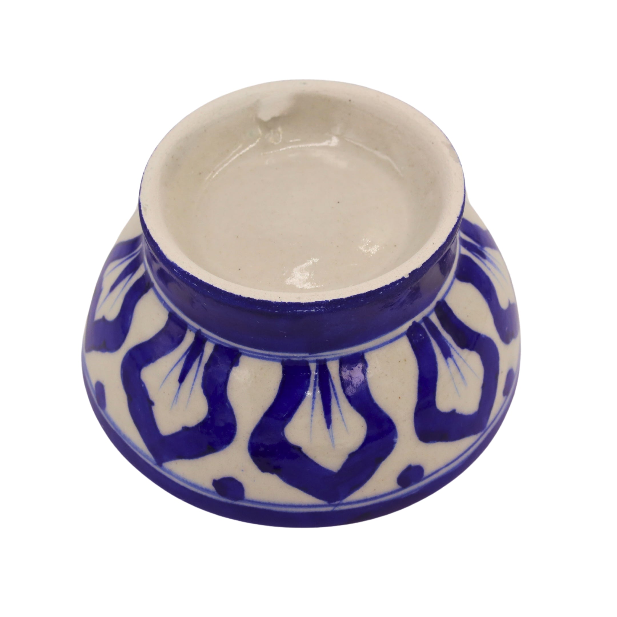 Blue Pottery Round Bowl - Blue - Natriel