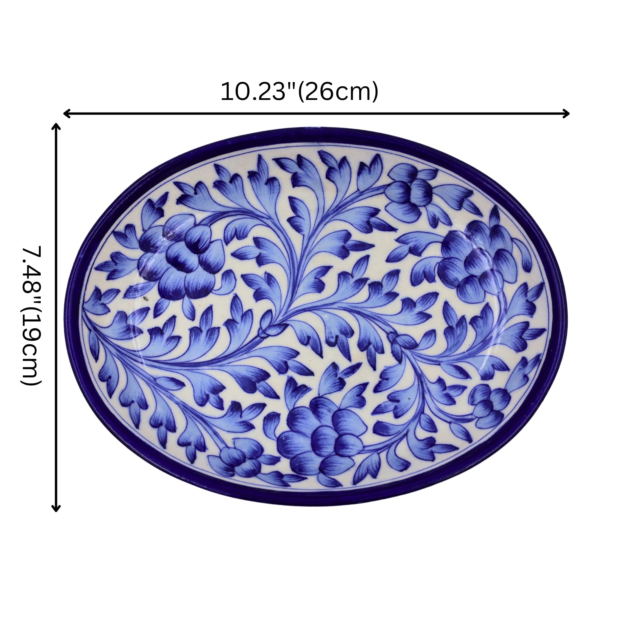 Blue Pottery Oval Plate - Blue - Natriel