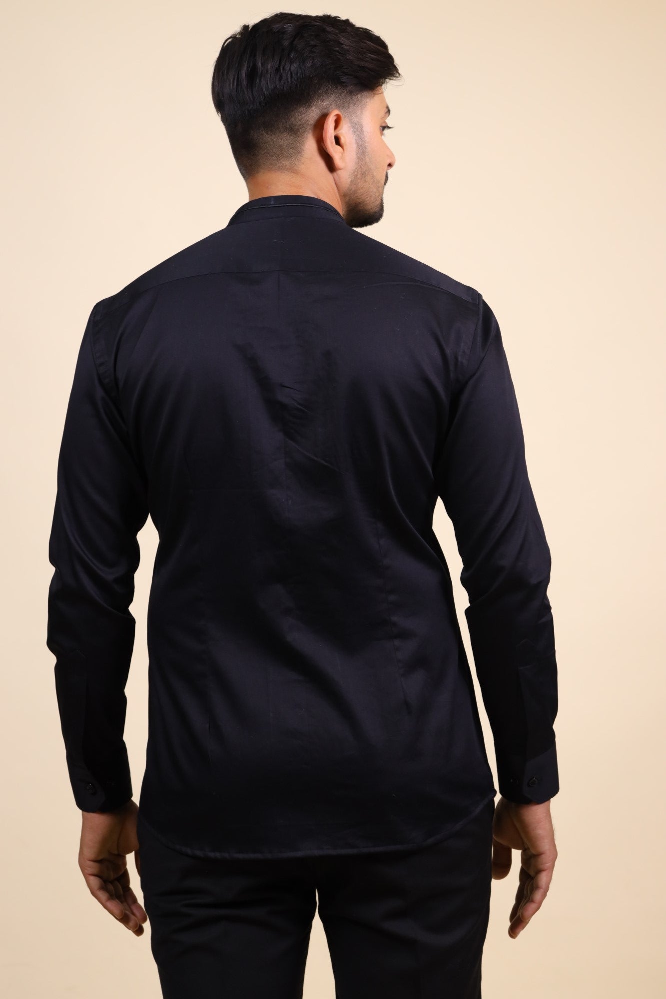 Men's Black Color Dirdum Black Designer Shirt Full Sleeves Casual Shirt - Hilo Design