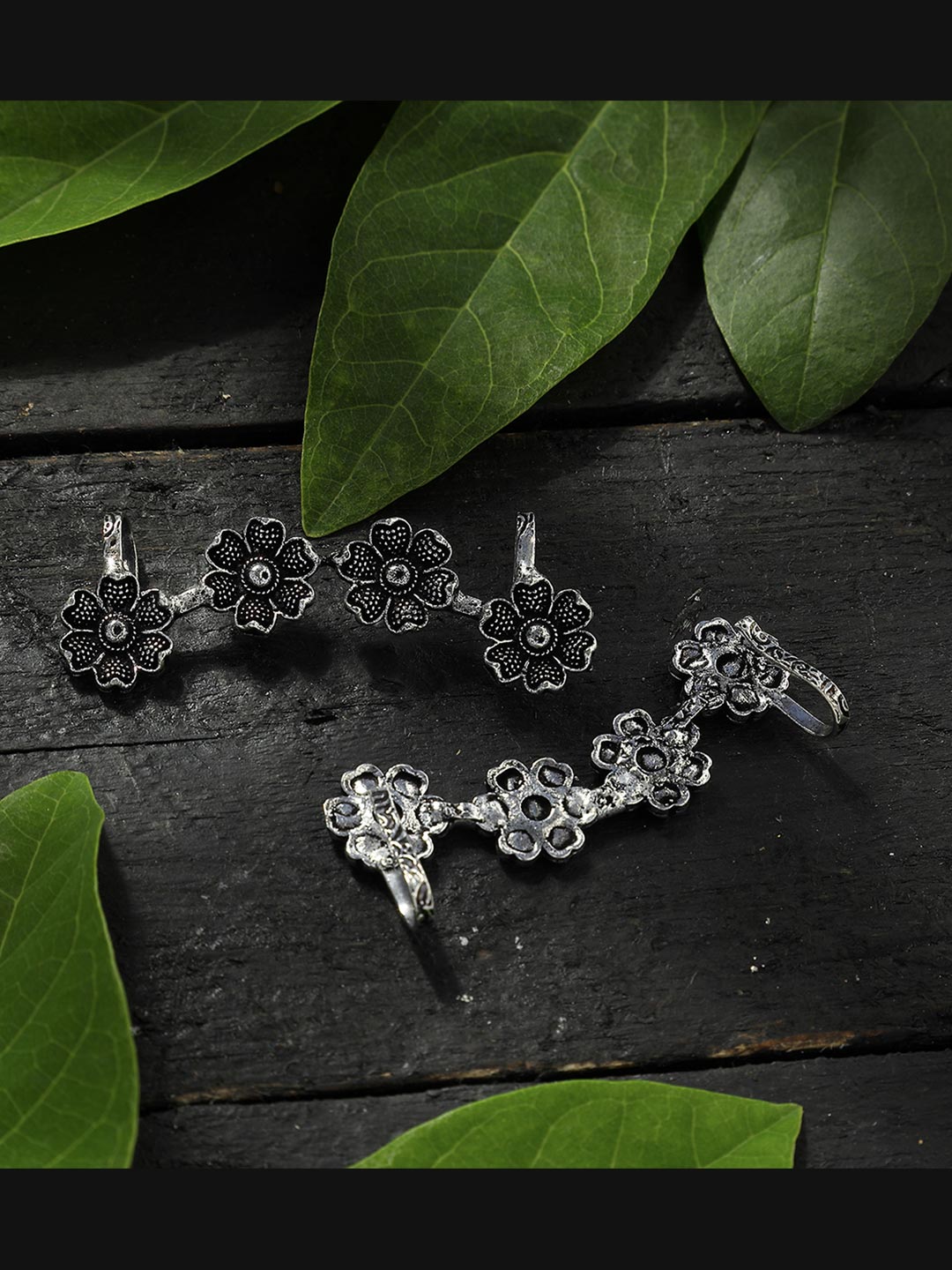 Women's  Trendy Oxidized Rose Design Earcuff for Girl & Women Jker_18