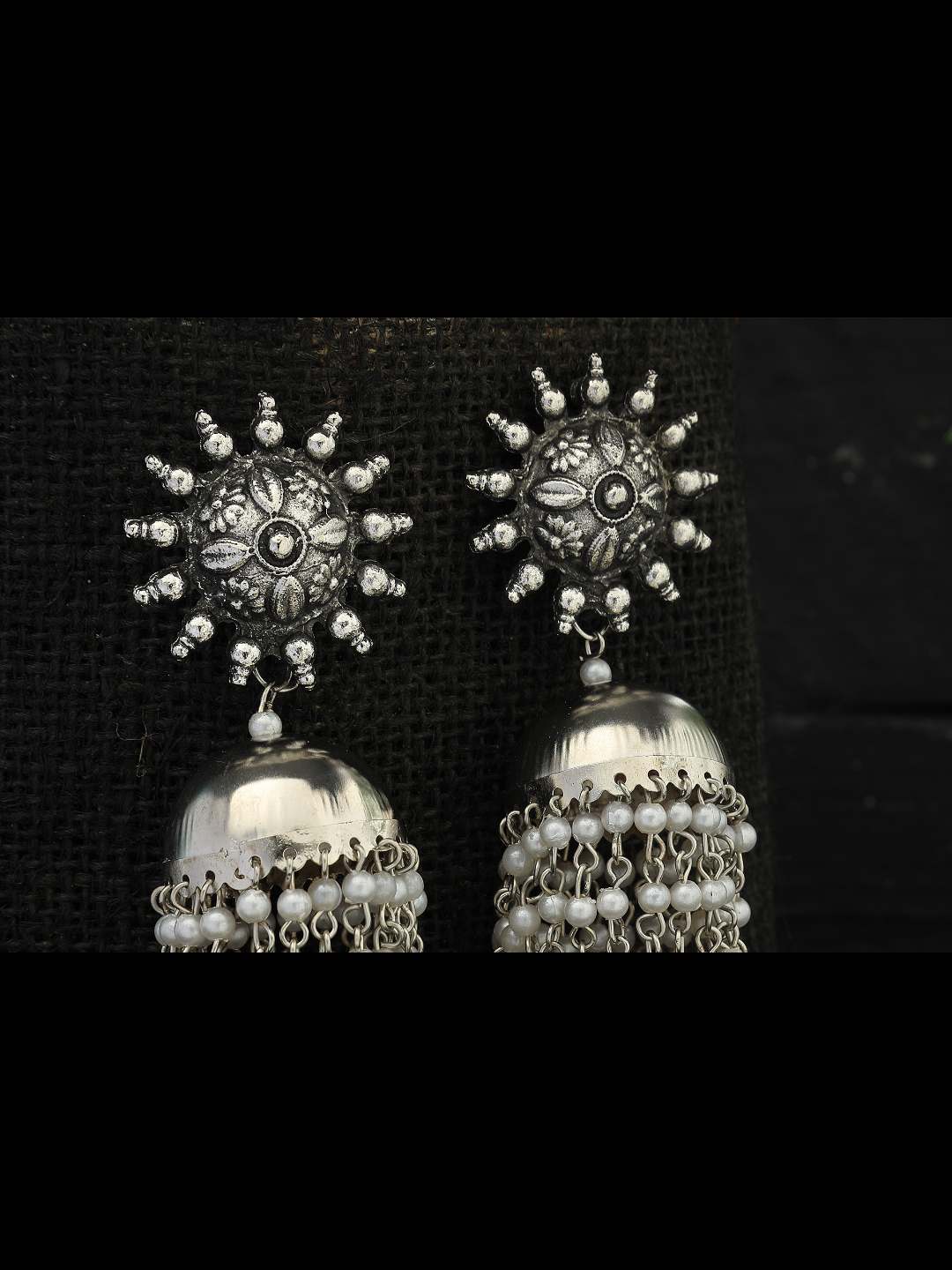 Johar Kamal Silver color Earrings with white Pearls Jh