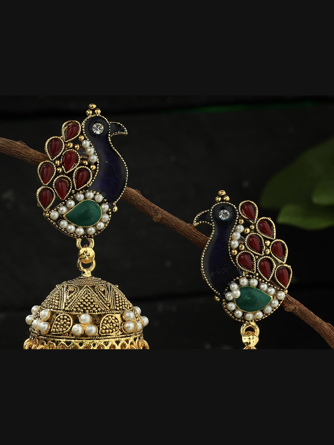 Johar Kamal Traditional Peacock design multi color Jhumka with P