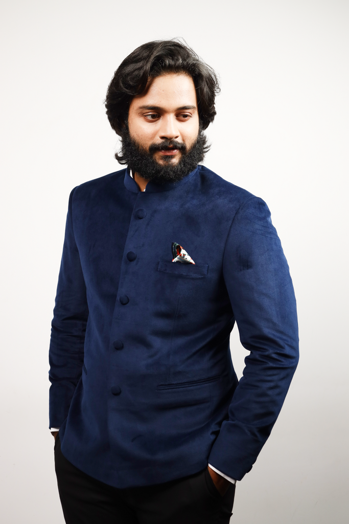 Men's Blue Color Bandhgala Suit