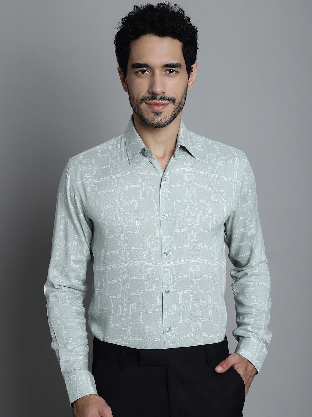 Men's Geometric Printed Formal Shirts - Taantav