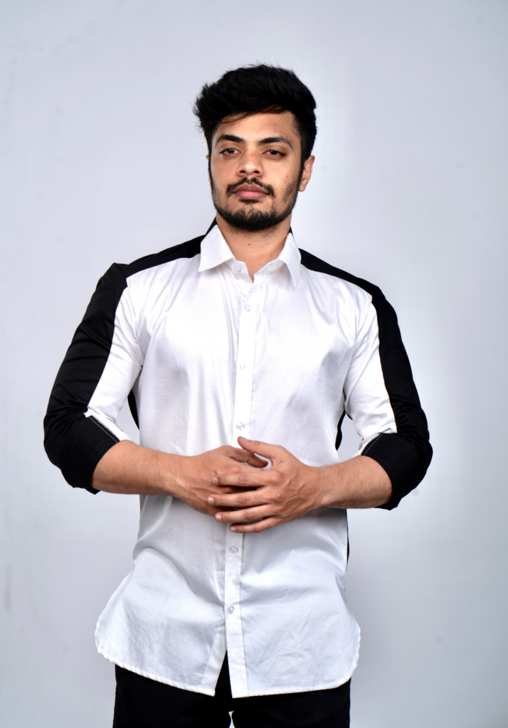 Men's White Color Wabiabi Shirt Full Sleeves Casual Shirt