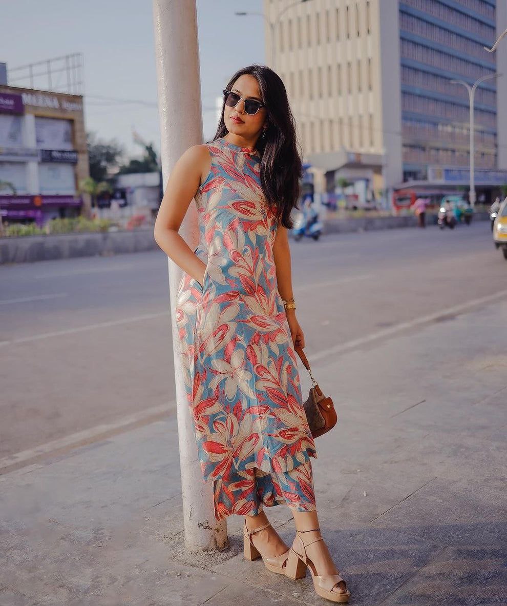 Women's Printed Knee Length Co-ords Set