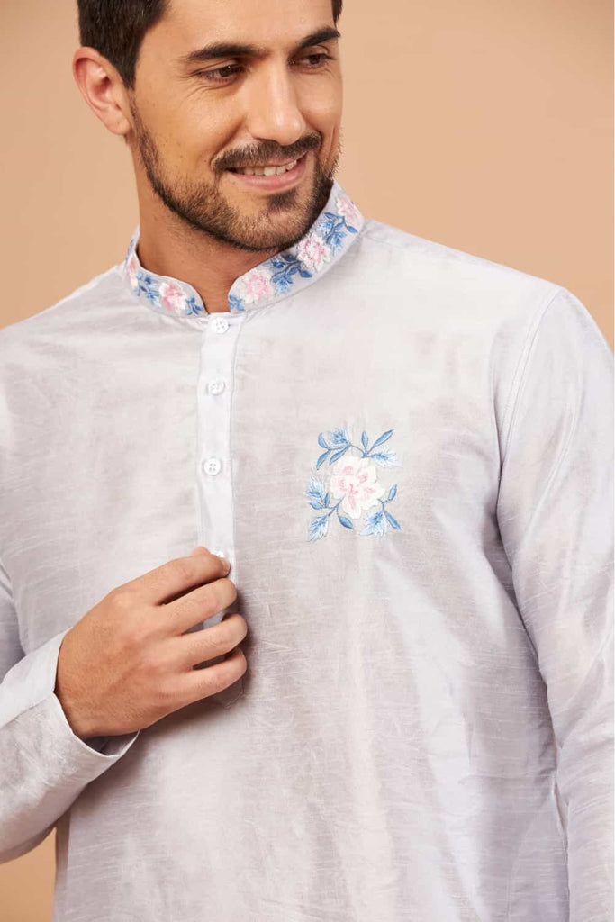 Men's Blue Color Manatee Basik Kurta Cotton