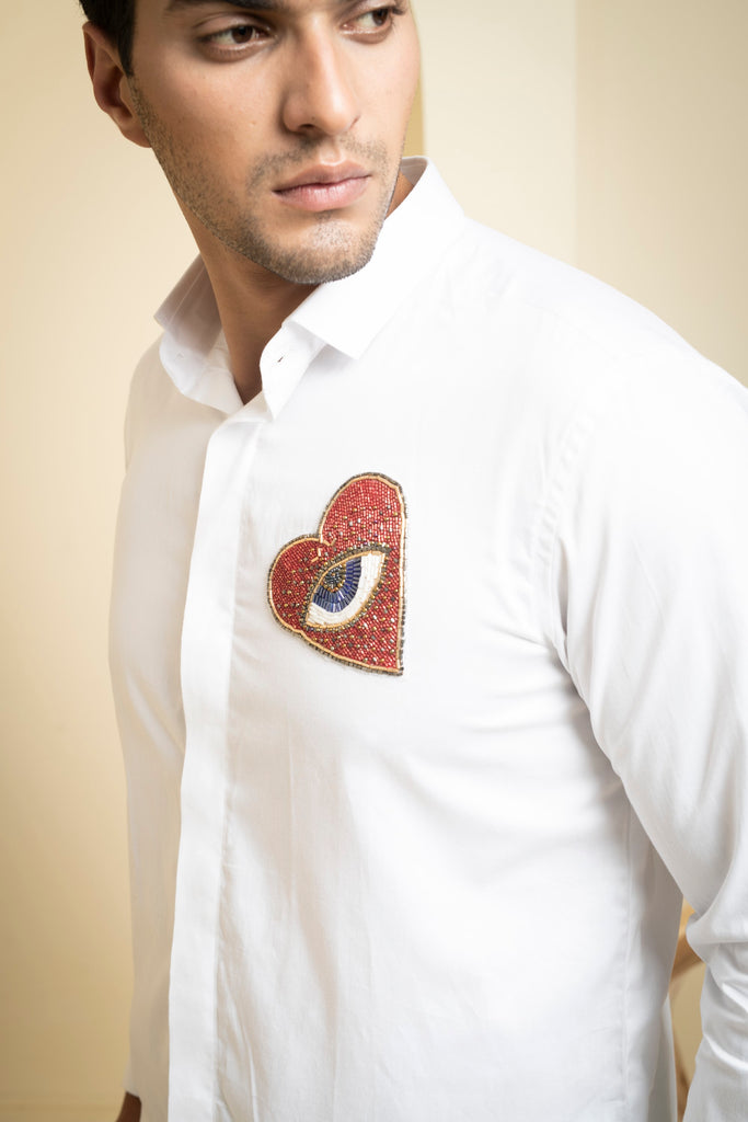 Men's White Color Redert Full Sleeves Shirt