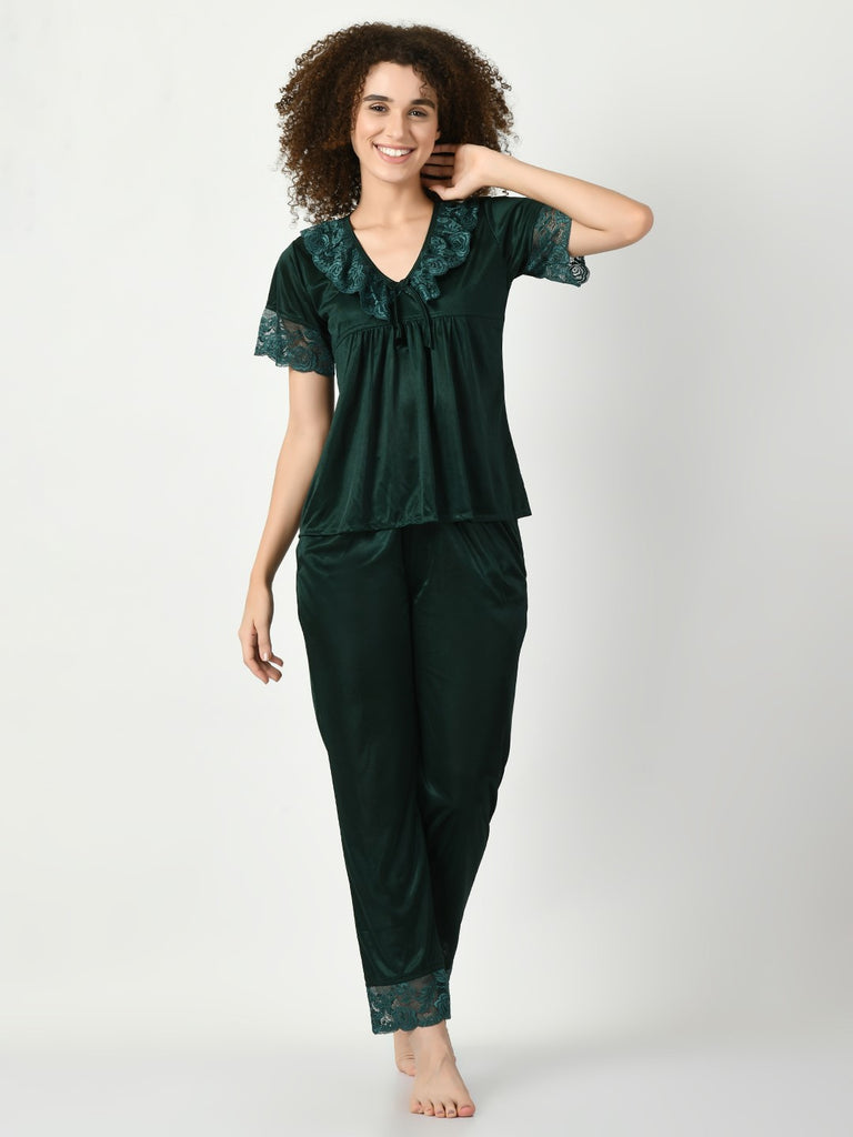 Women's Satin Green Nightdress