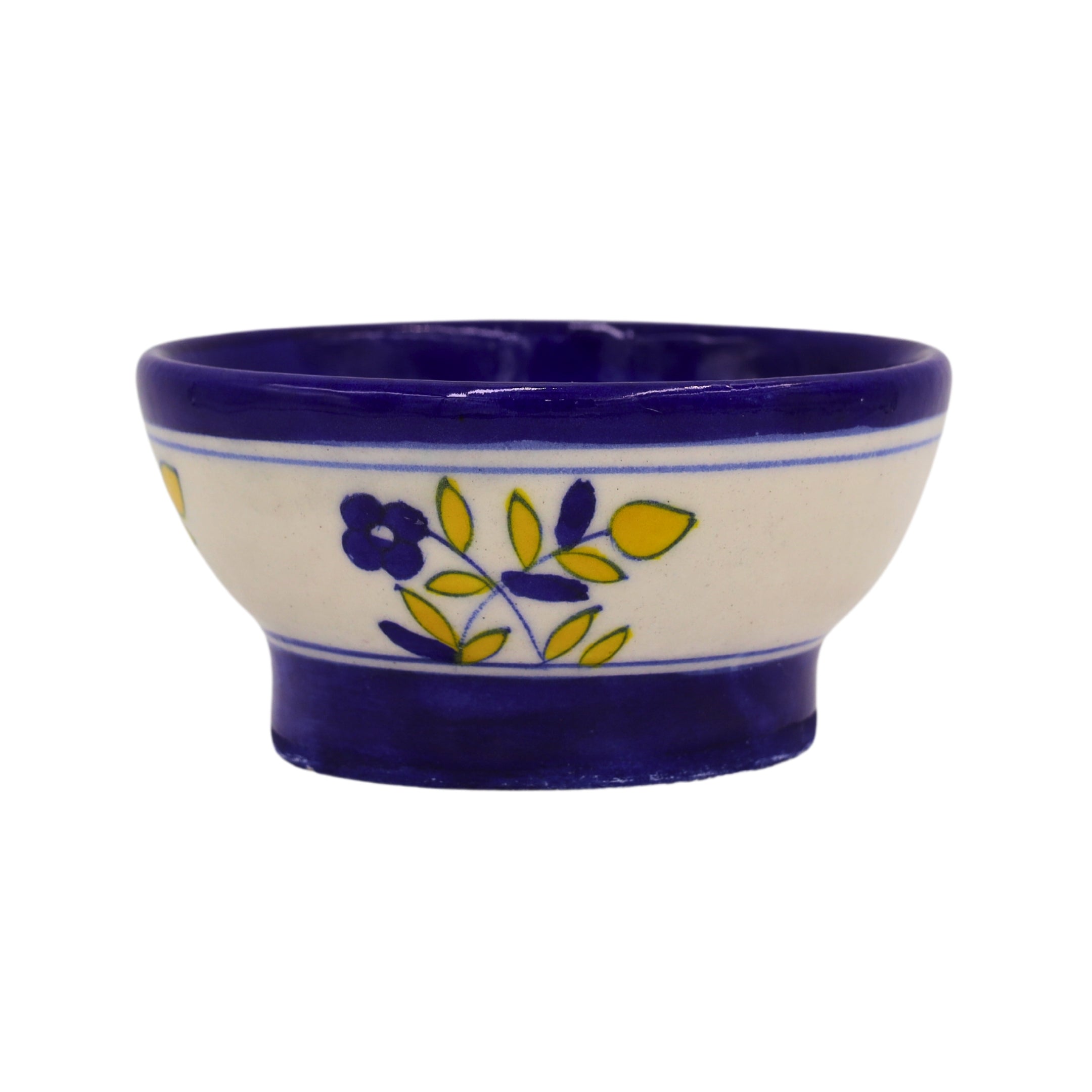 Blue Pottery Round Bowl - White and Blue - Natriel