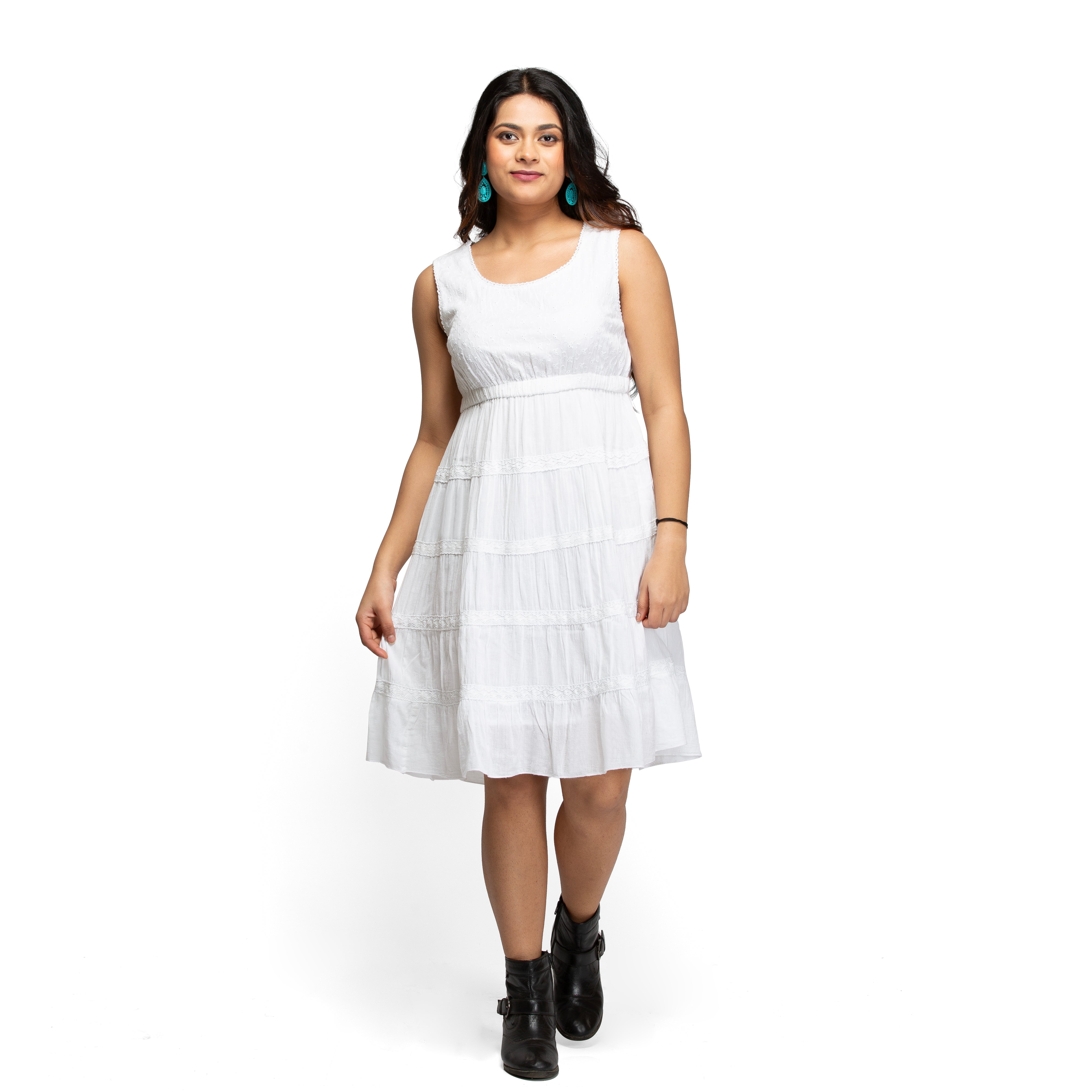 Women's Women's self embroidery fit and flare dress - Taantav