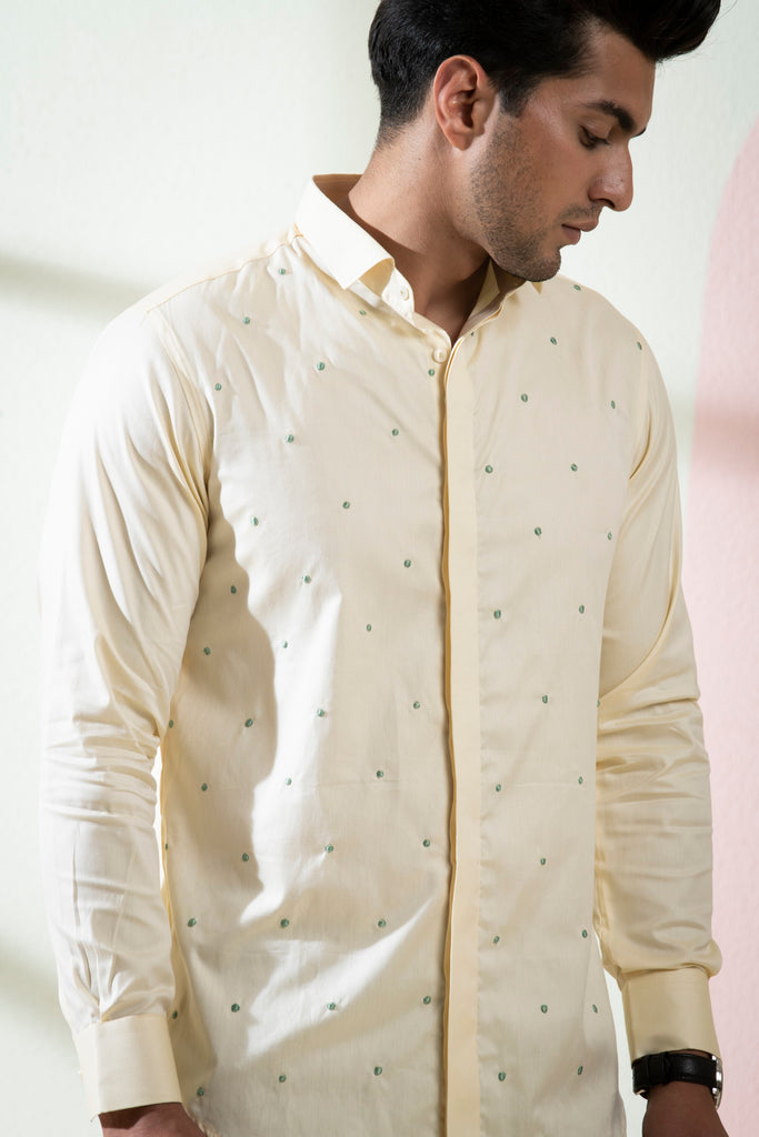 Men's Beige Color Oat Full Sleeves Shirt