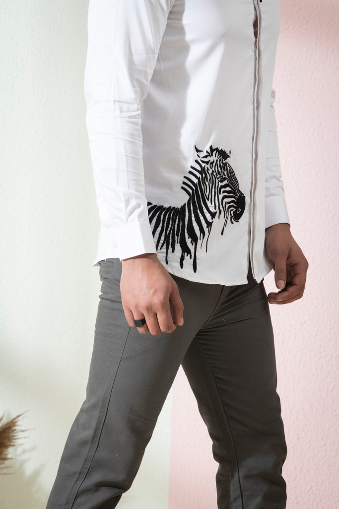Men's White Color Stan Full Sleeves Shirt