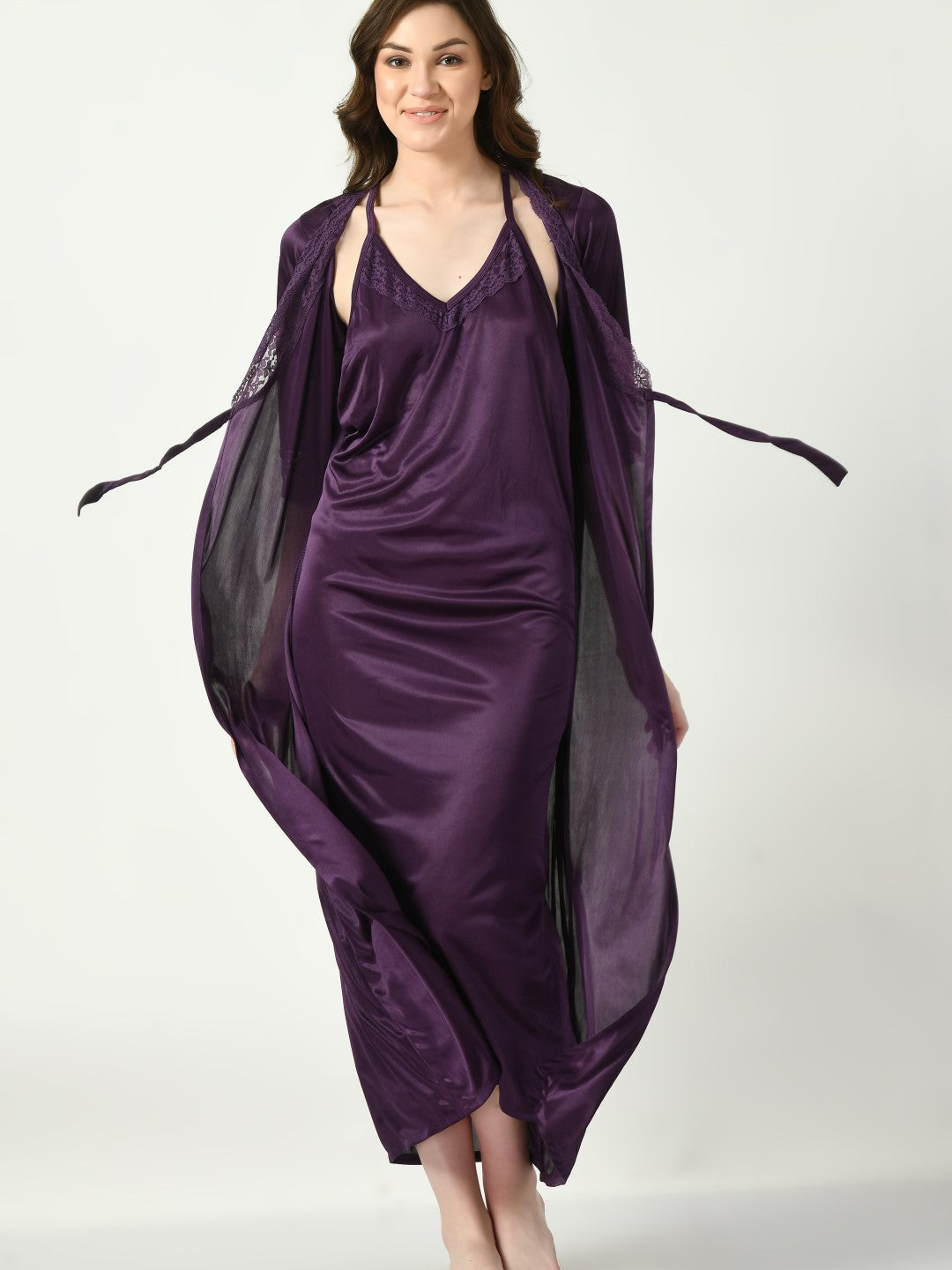 Women's Satin Purple Nightdress - Legit Affair