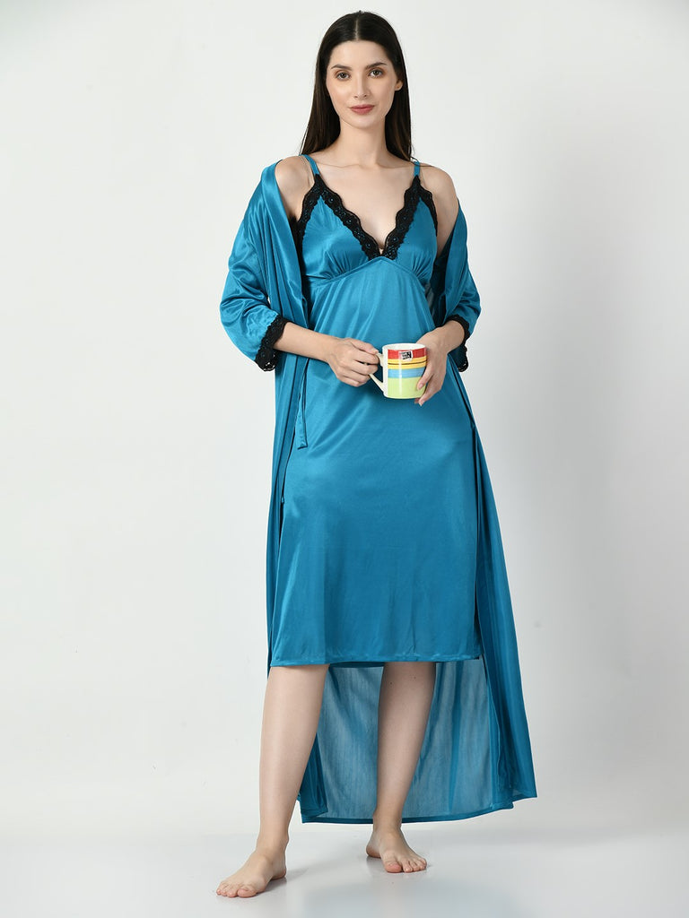 Women's Satin Blue Nightdress