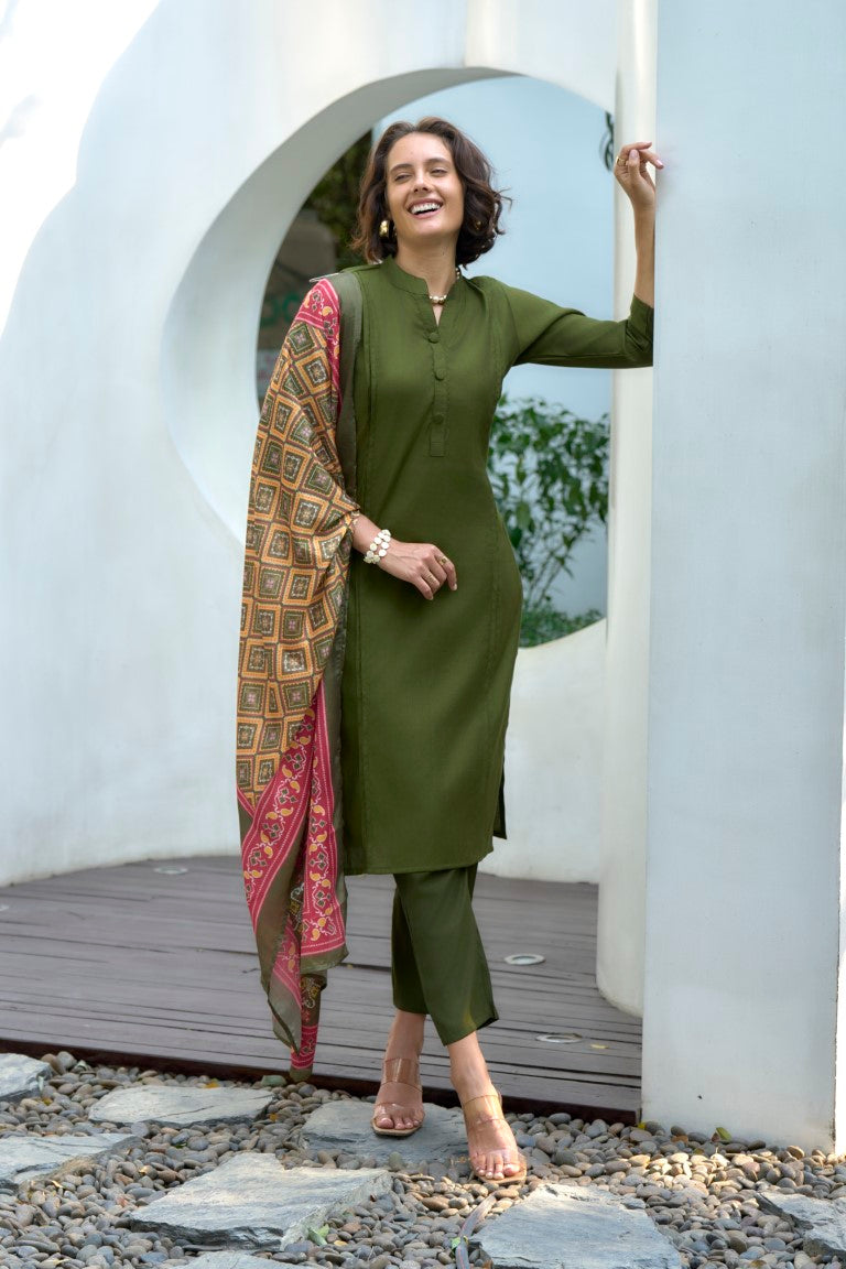 Women's Green Vatican Solid Kurta Set