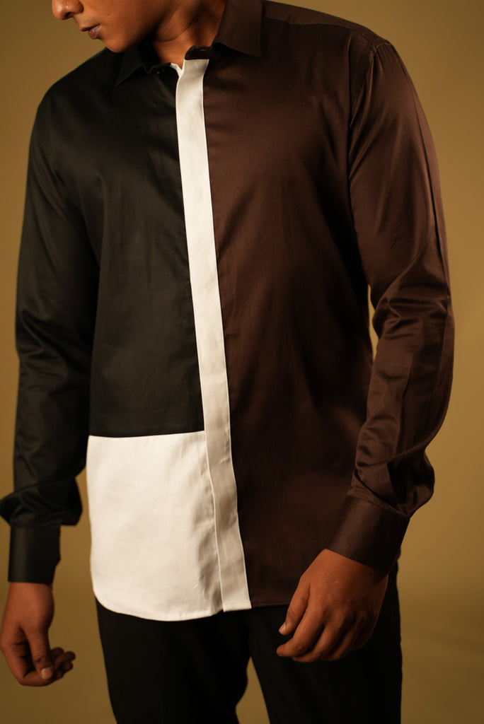 Men's Brown, Black & White Color One Trizy Shirt Full Sleeves Casual Shirt