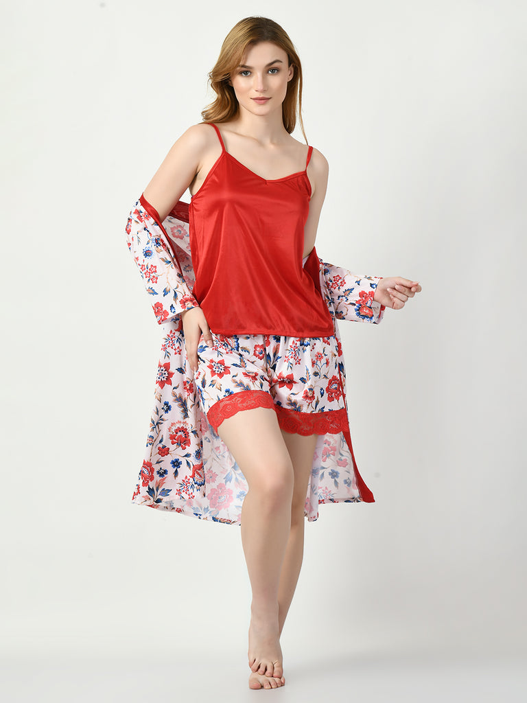 Women's Satin Red Nightdress