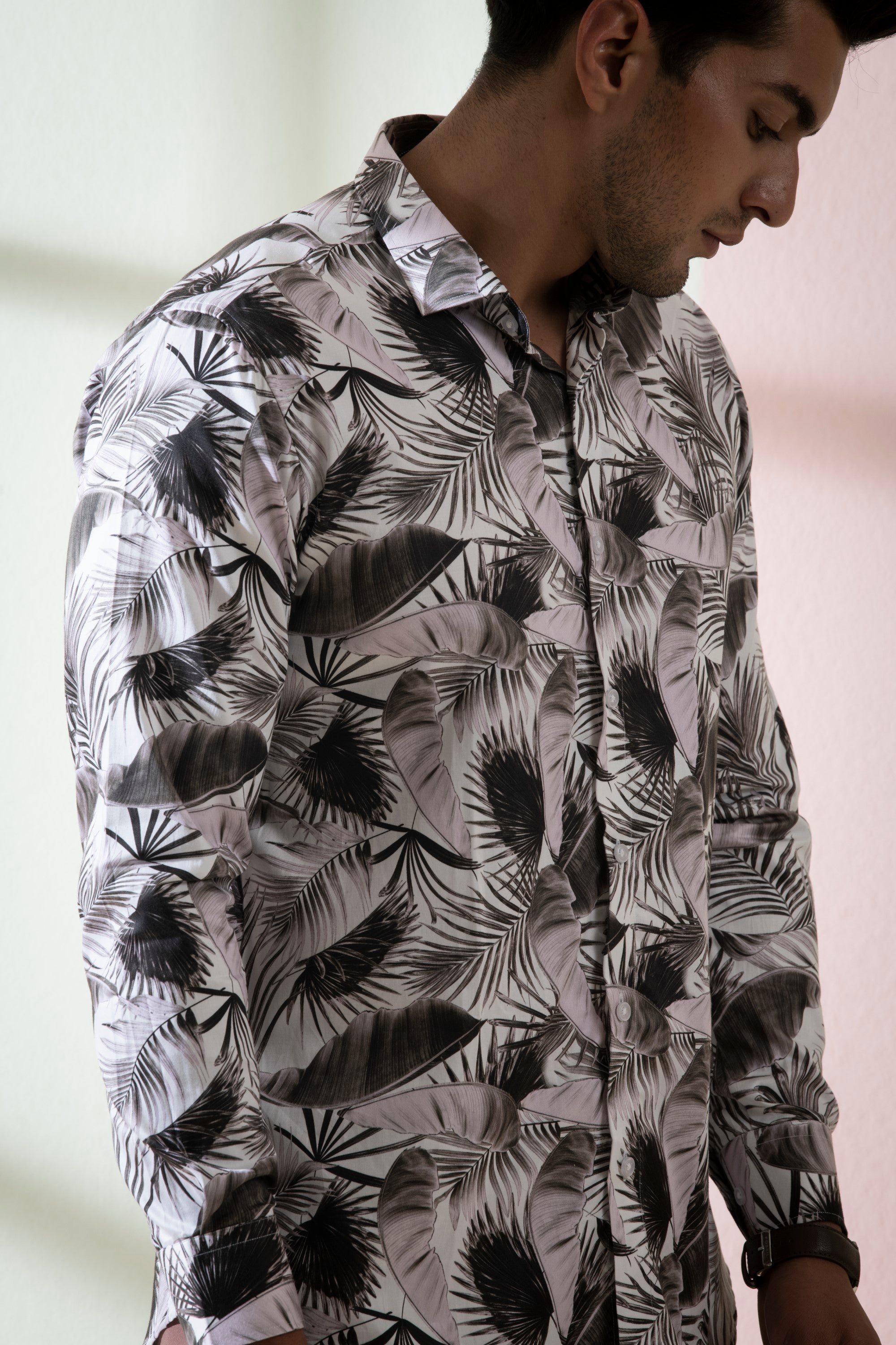 Men's Black Color Branche Full Sleeves Shirt - Hilo Design