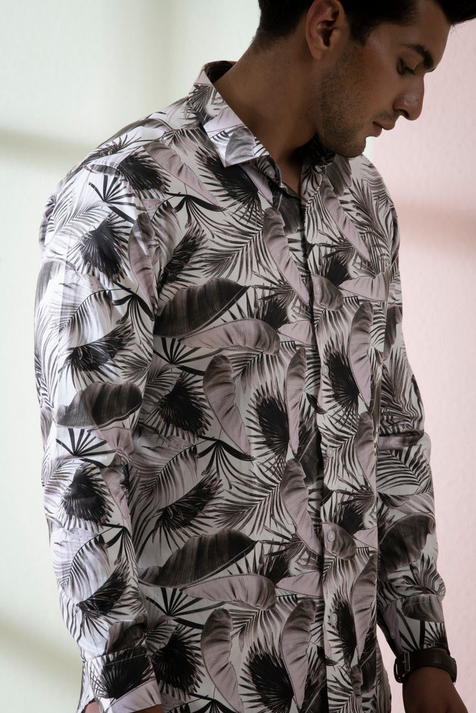 Men's Black Color Branche Full Sleeves Shirt