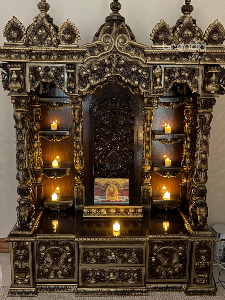 Handcrafted Teak Wood Pooja Mandir for Home