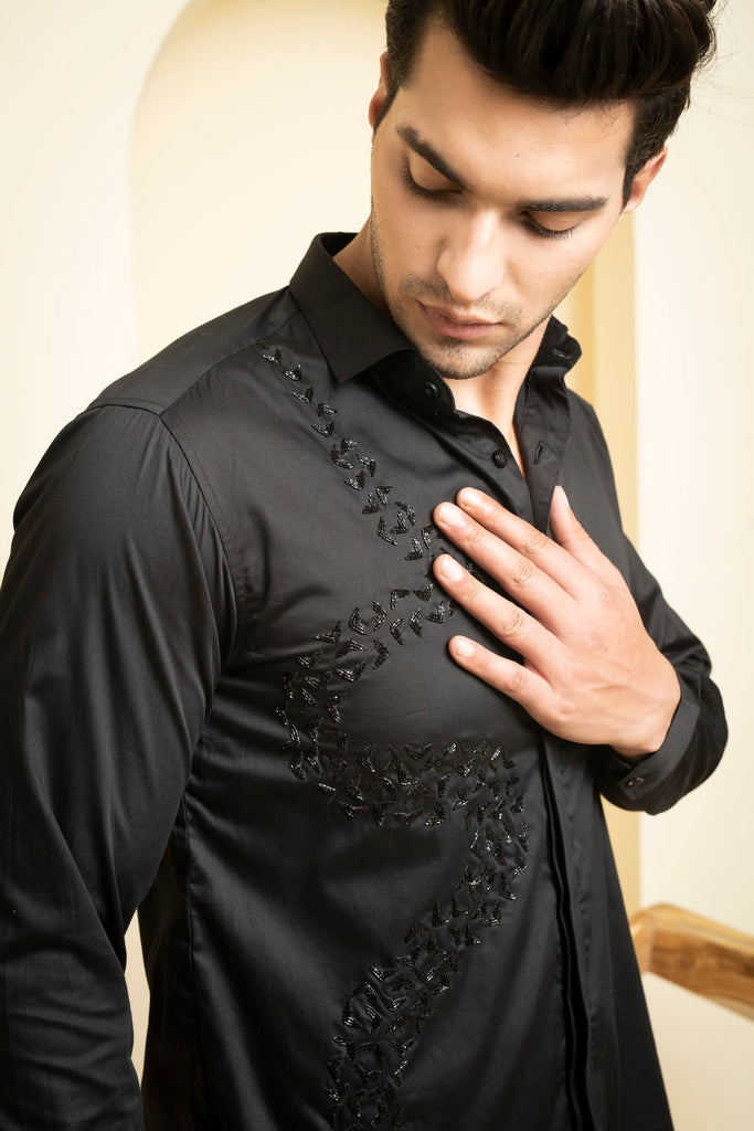Men's Black Color Awel Full Sleeves Shirt